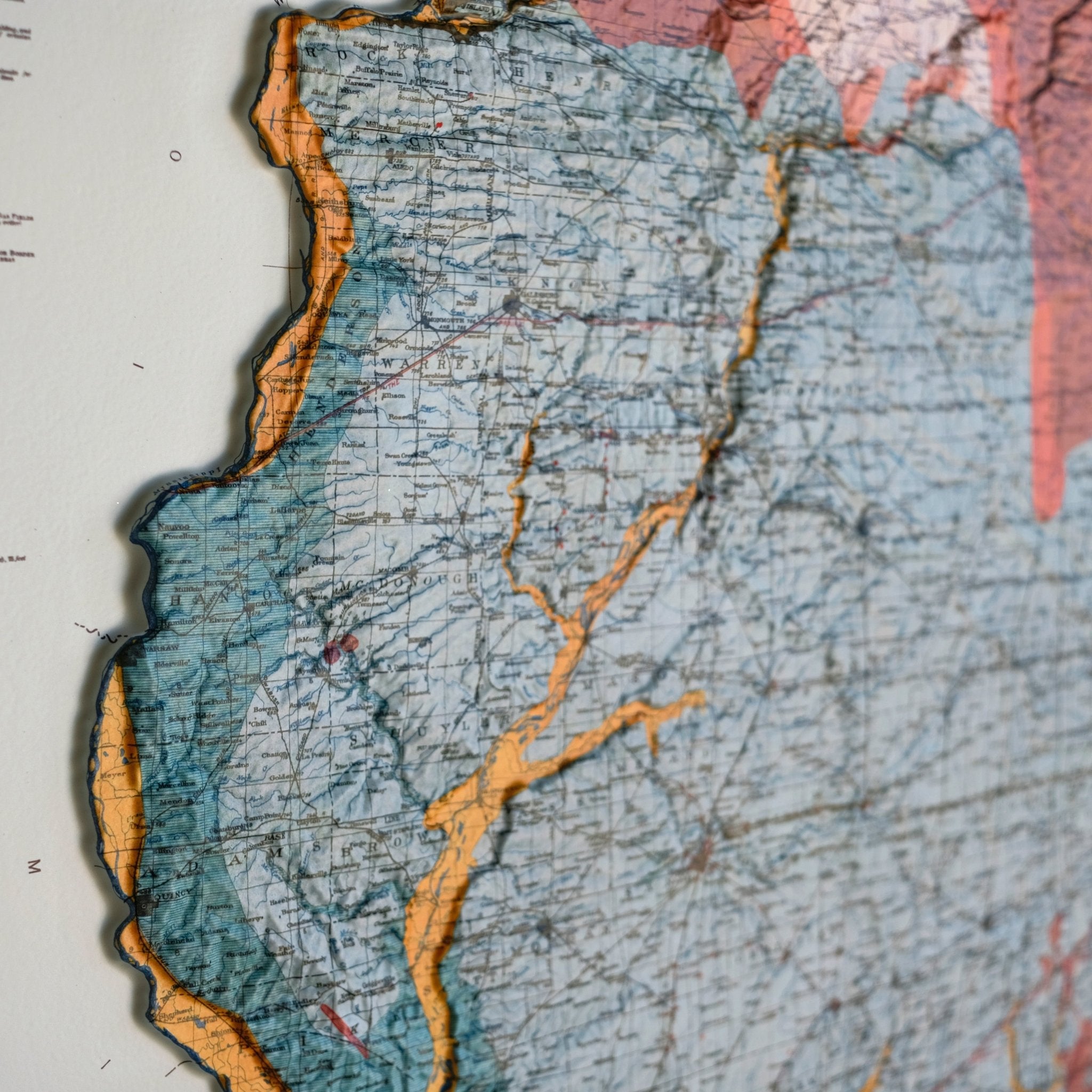 Illinois 1917 3D Raised Relief Map - Muir Way - 3D