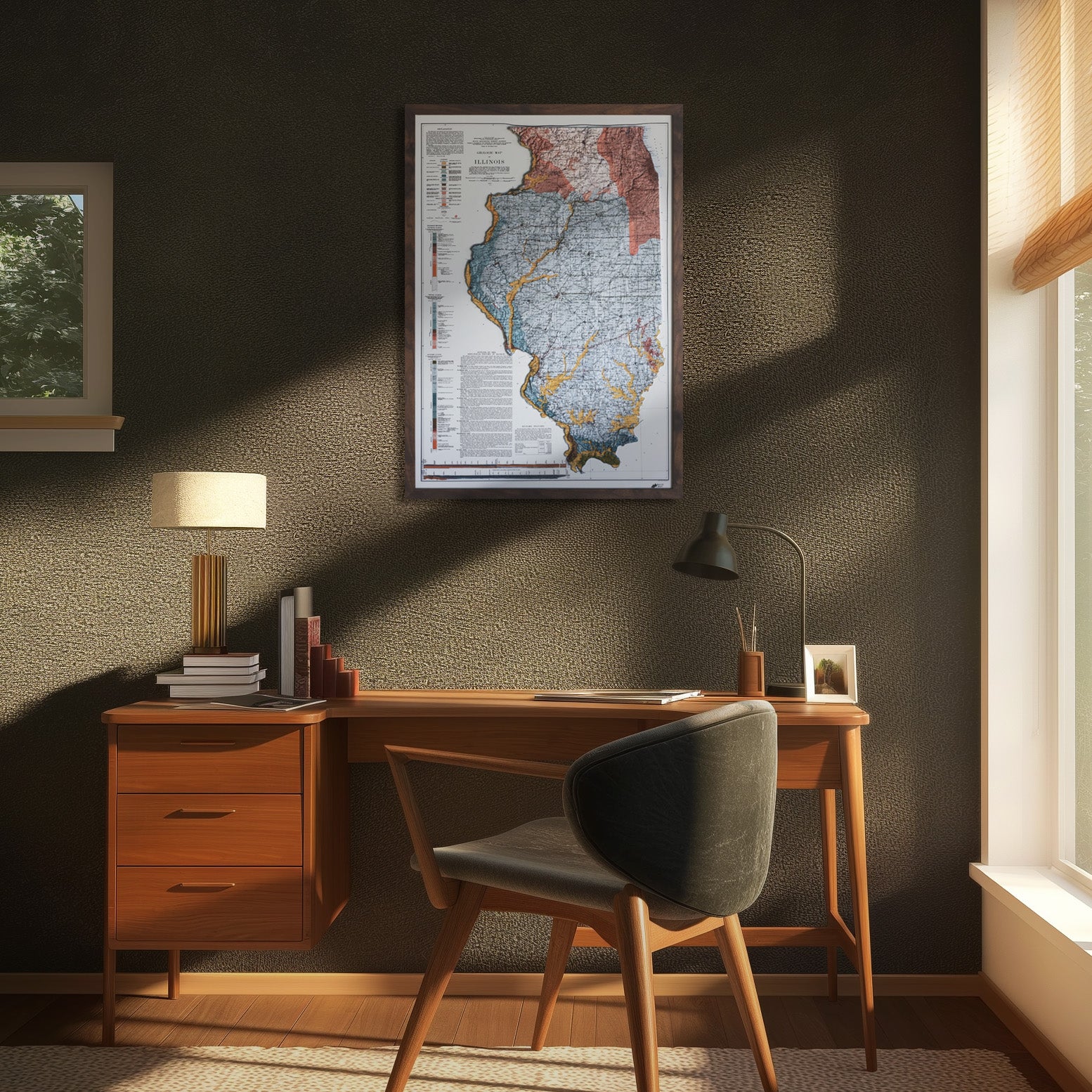 Illinois 1917 3D Raised Relief Map - Muir Way - 3D