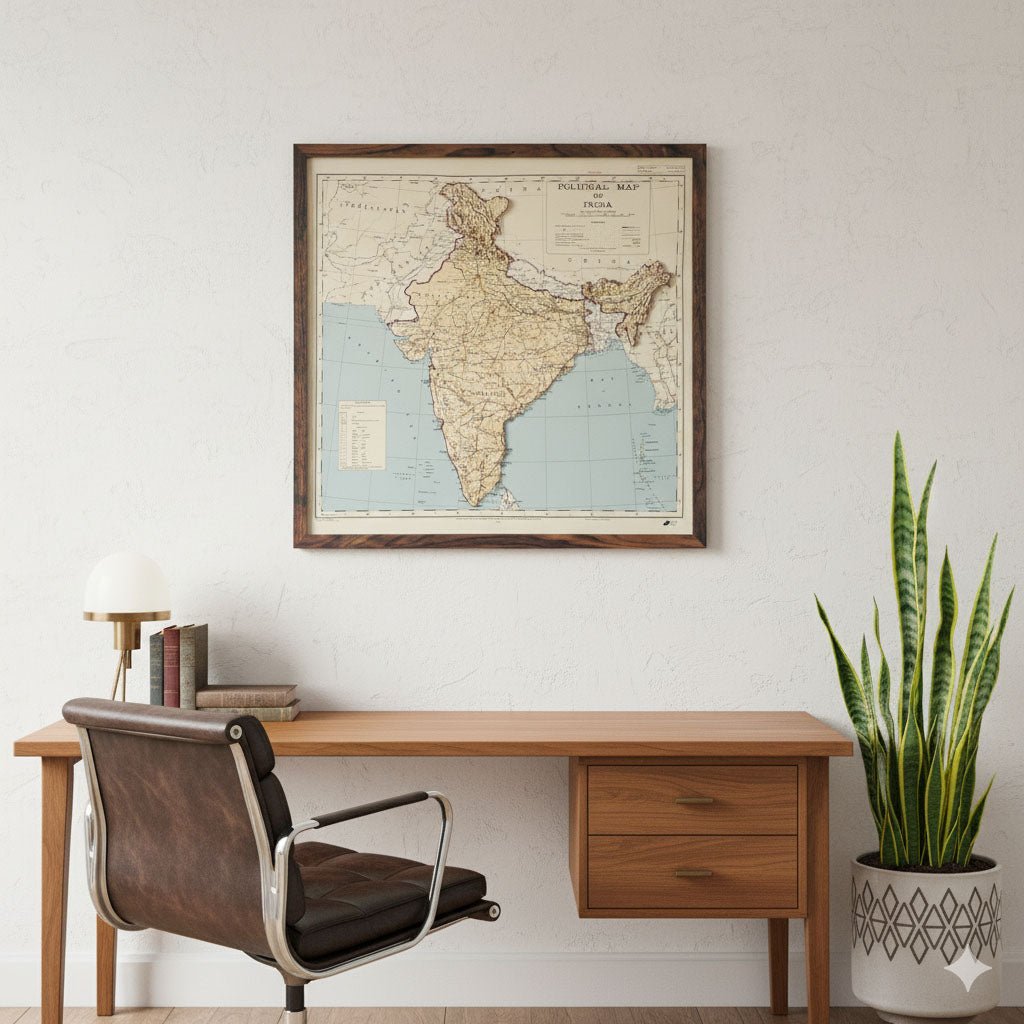 India 1954 3D Raised Relief Map - Muir Way - 3D