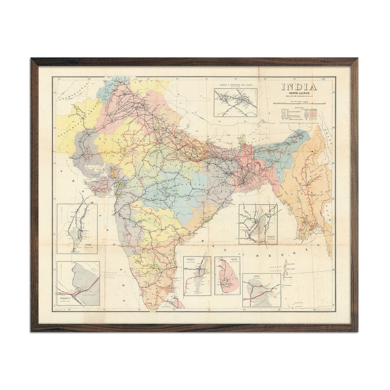 India Railways Map - Muir Way - Vintage Map