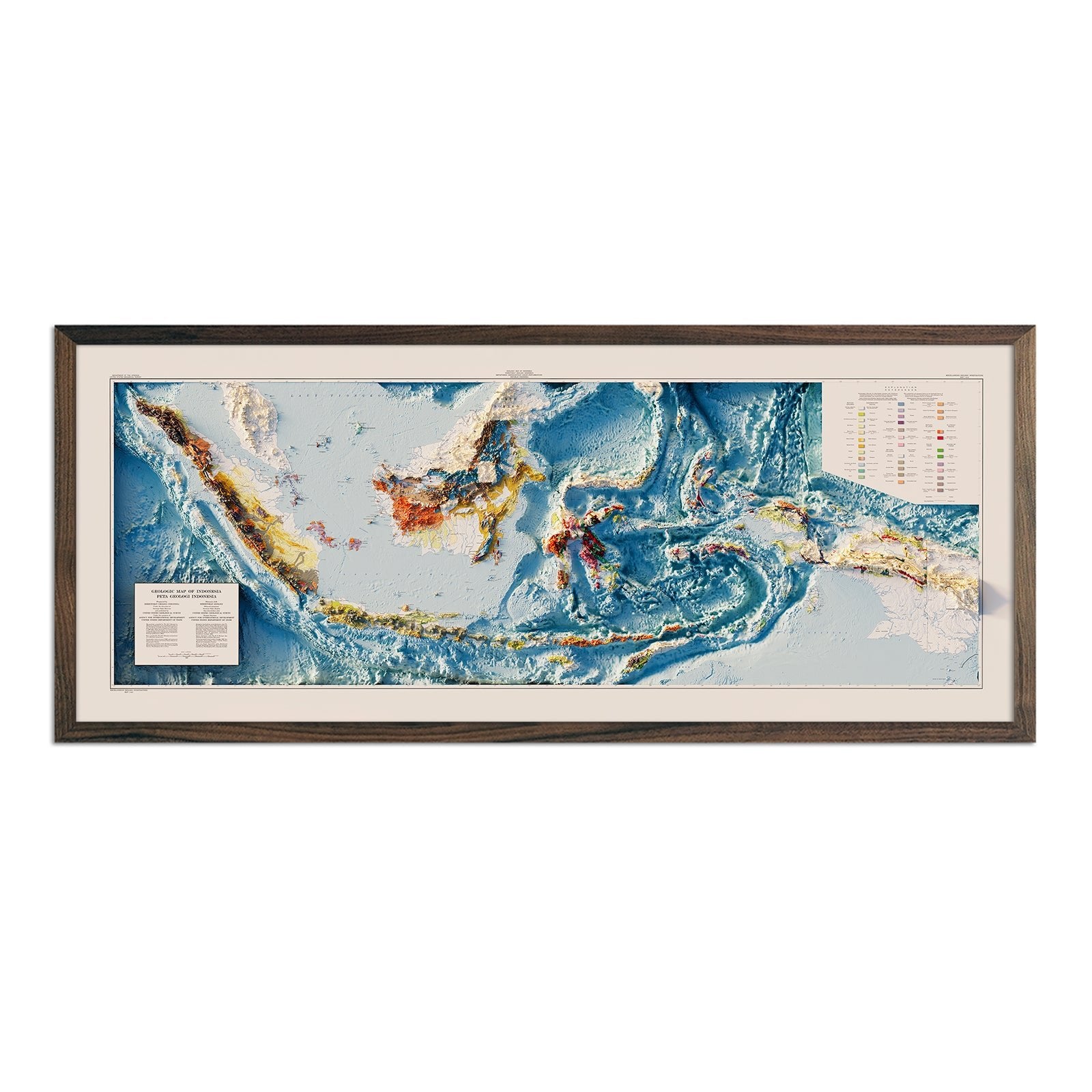 Indonesia 1965 Shaded Relief Map - Muir Way - Vintage Relief