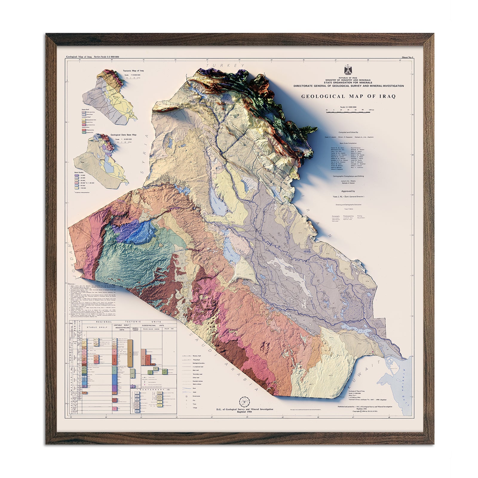 Vintage Iraq Relief Map - 1986