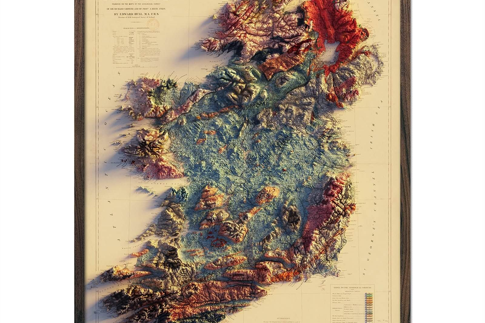Ireland 1878 Shaded Relief Map - Muir Way - Vintage Relief
