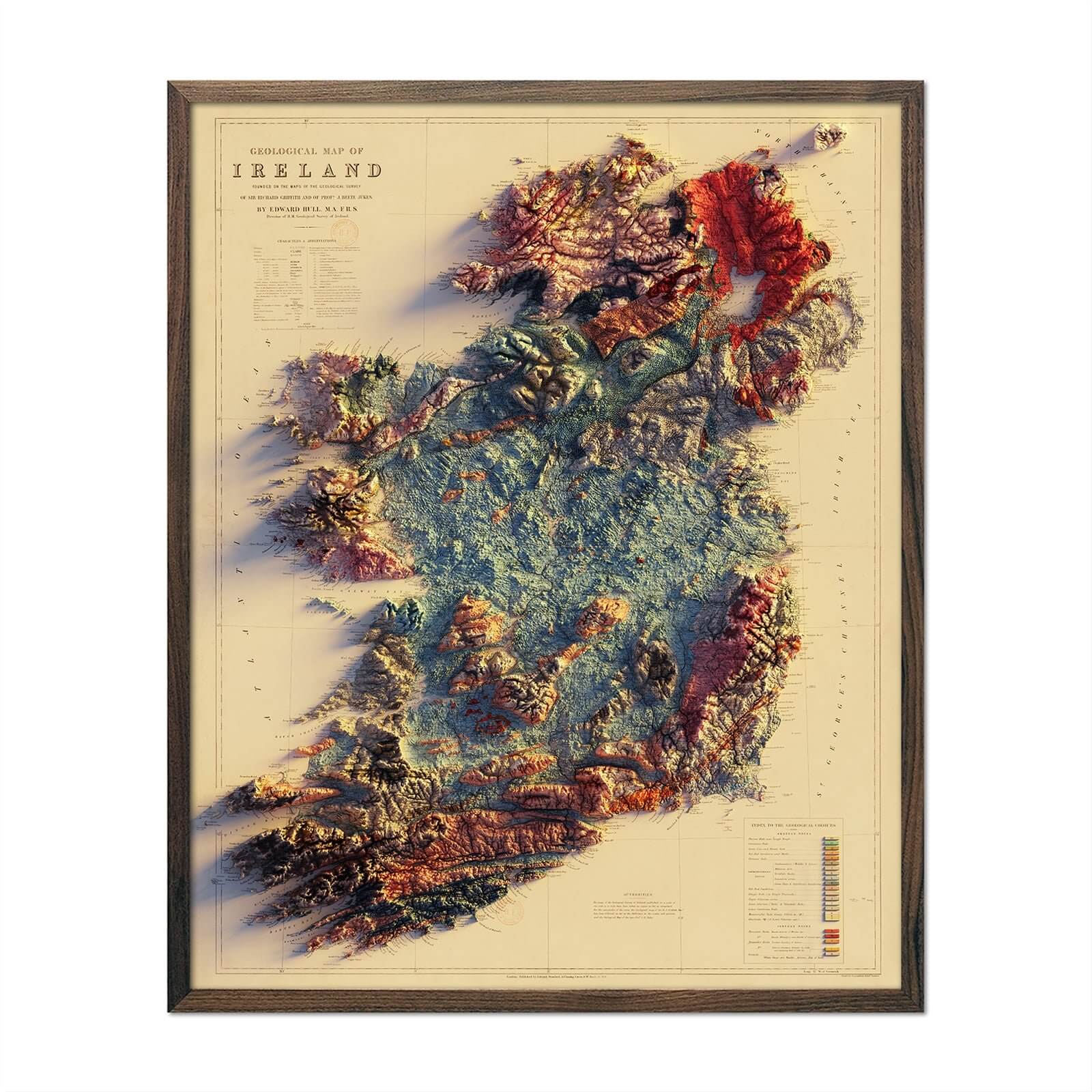 Ireland 1878 Shaded Relief Map - Muir Way - Vintage Relief