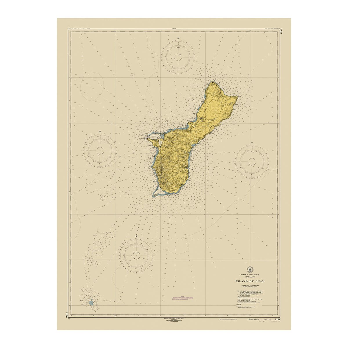 Guam Nautical Chart 1948 - Muir Way - Vintage Map