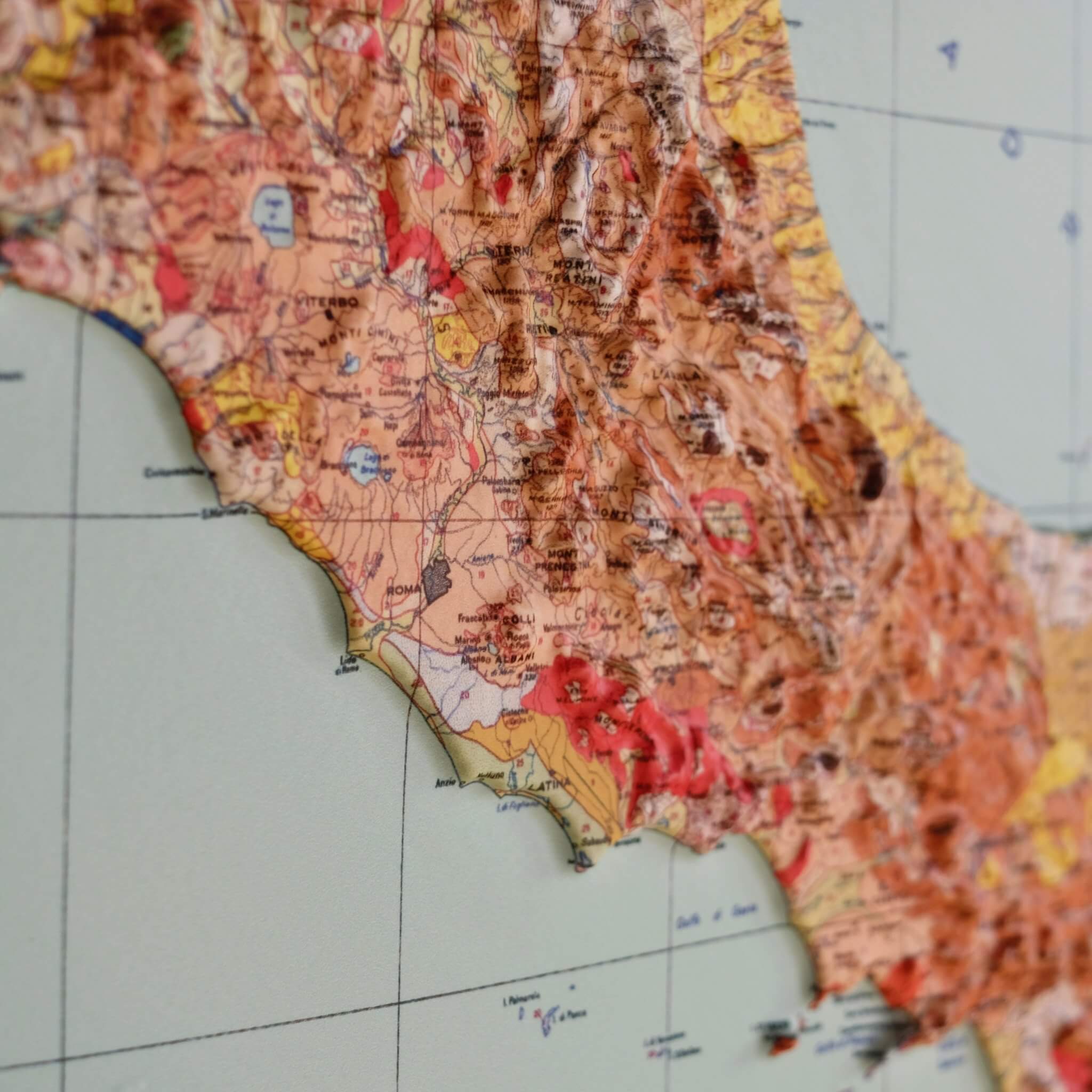 Italy 1966 3D Raised Relief Map - Muir Way - 3D