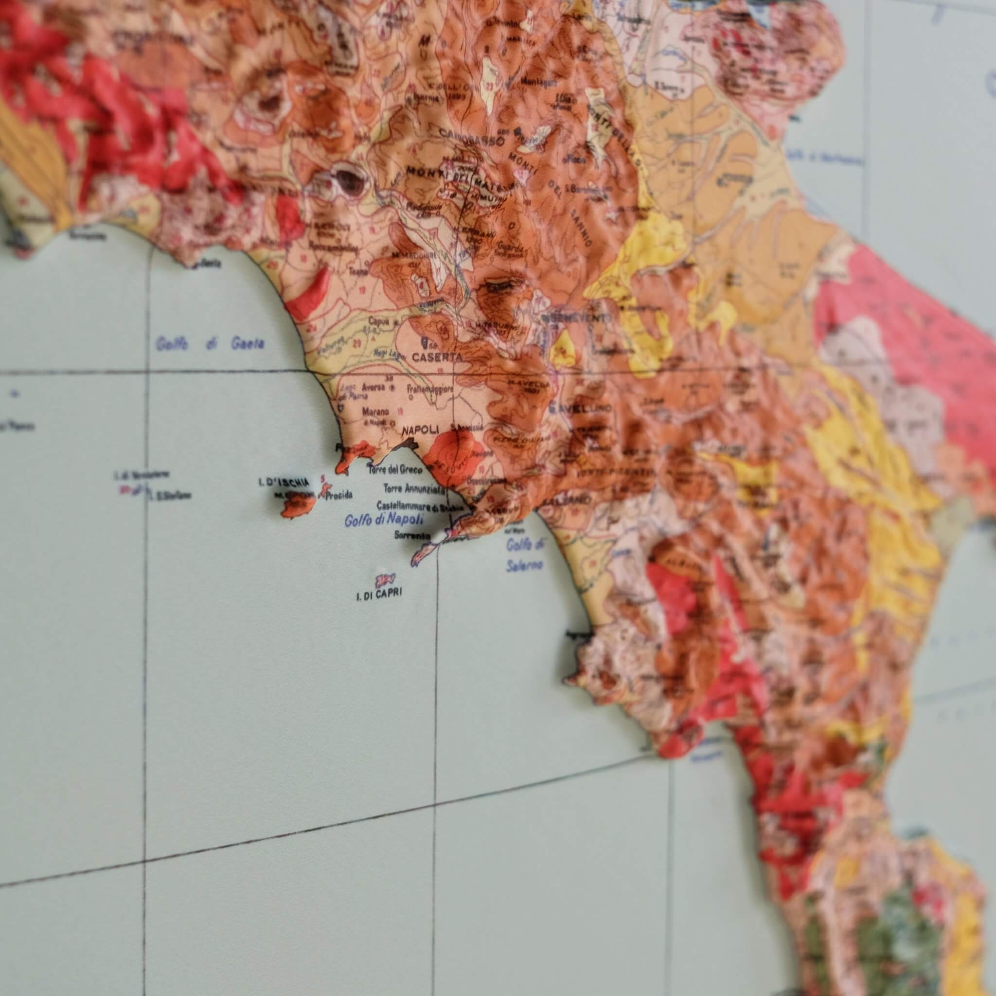 Italy 1966 3D Raised Relief Map - Muir Way - 3D