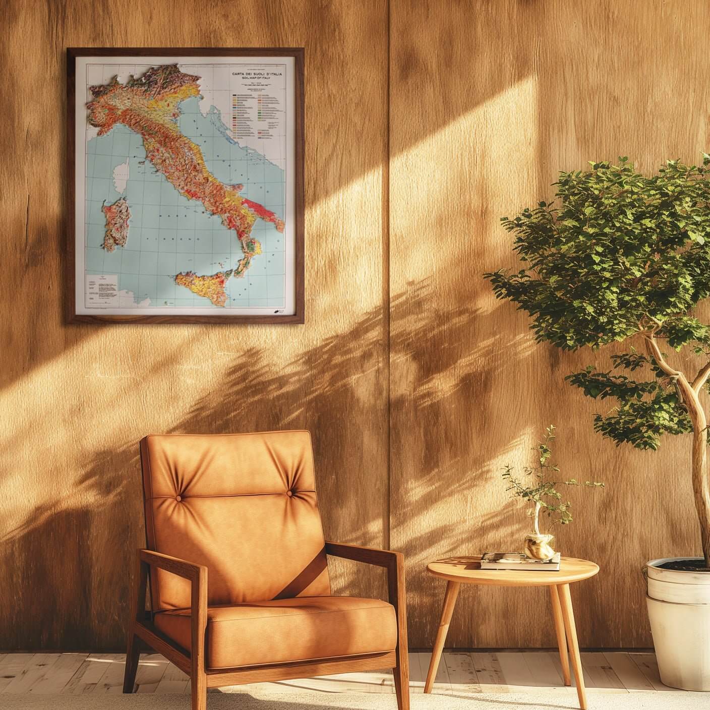 Italy 1966 3D Raised Relief Map - Muir Way - 3D