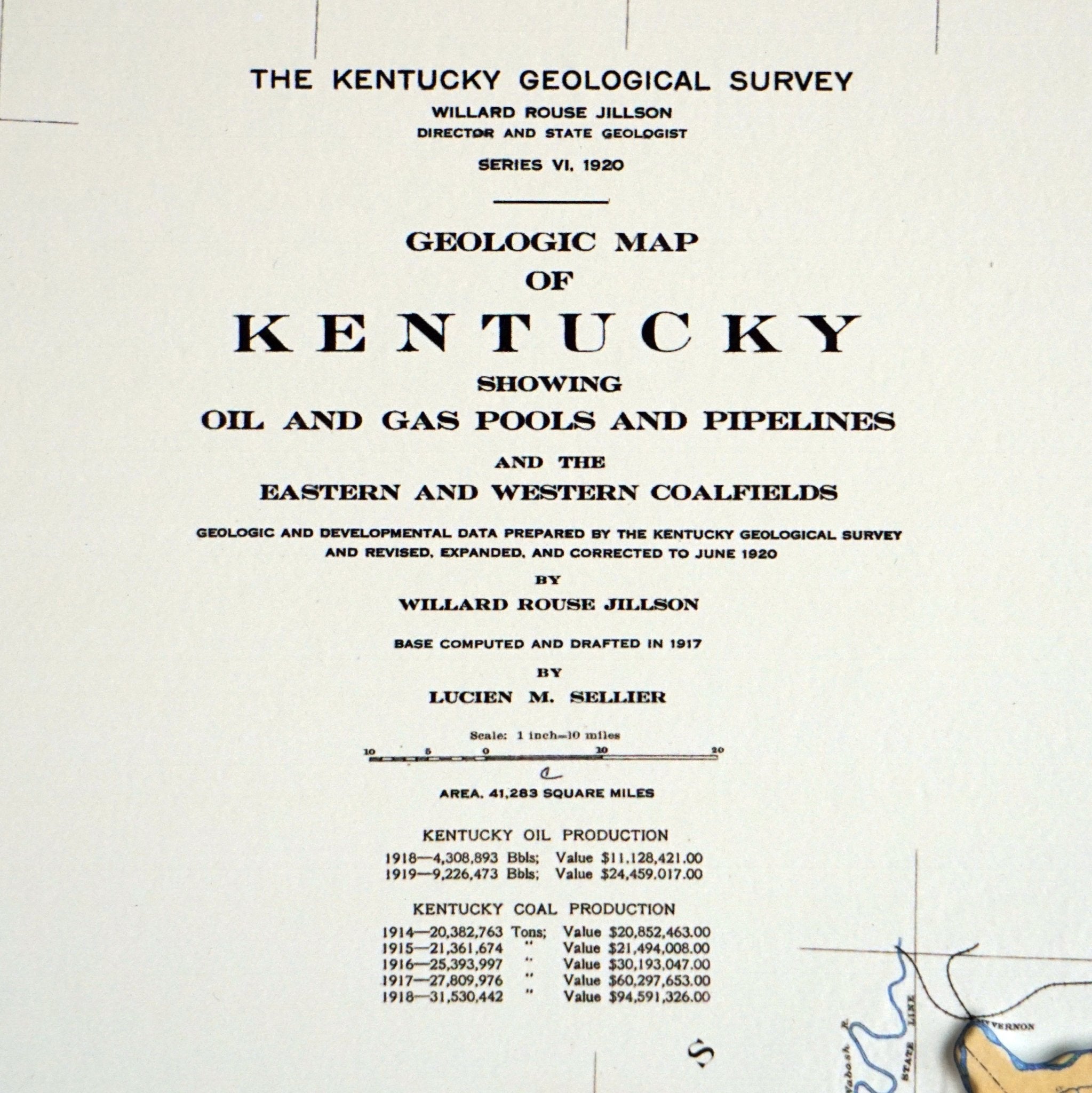 Kentucky 1920 3D Raised Relief Map - Muir Way - 3D