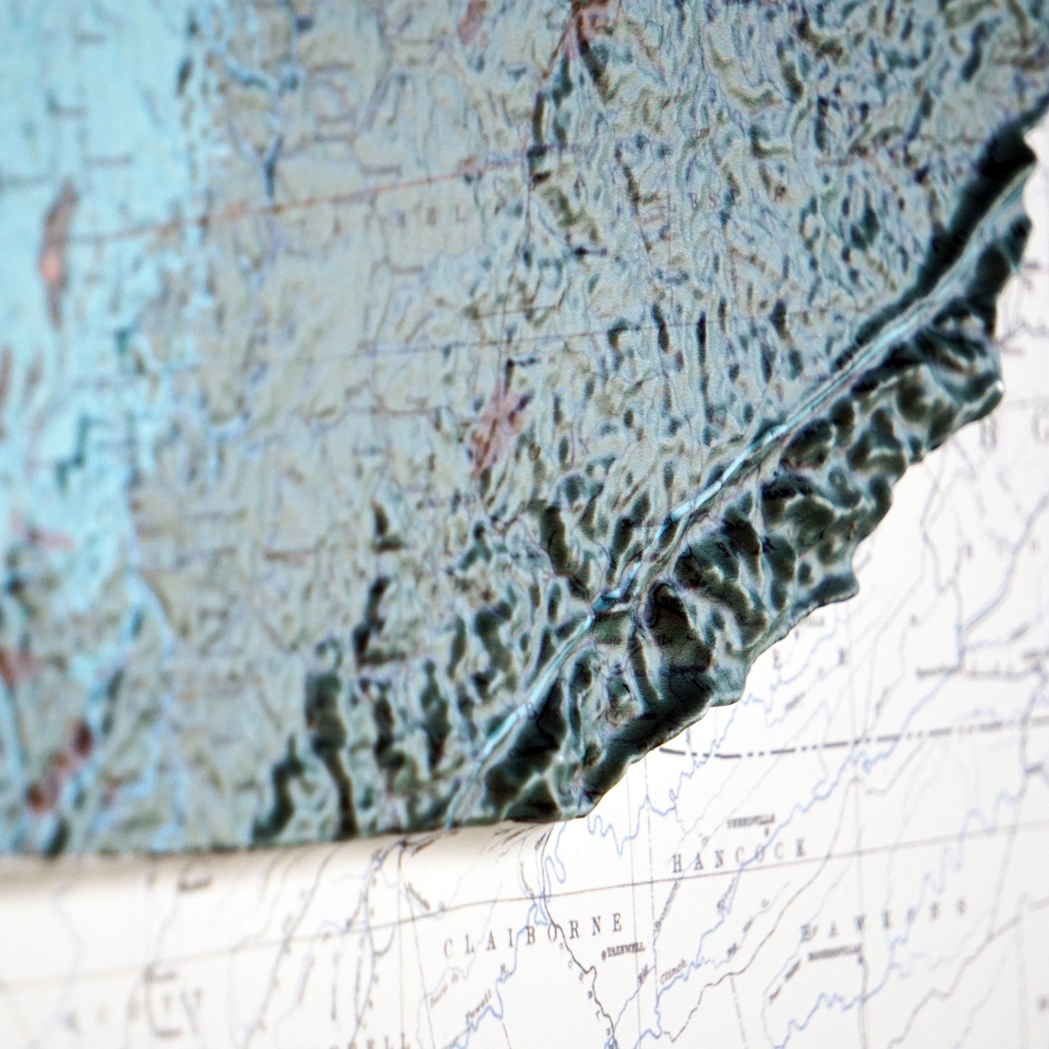 Kentucky 1920 3D Raised Relief Map - Muir Way - 3D