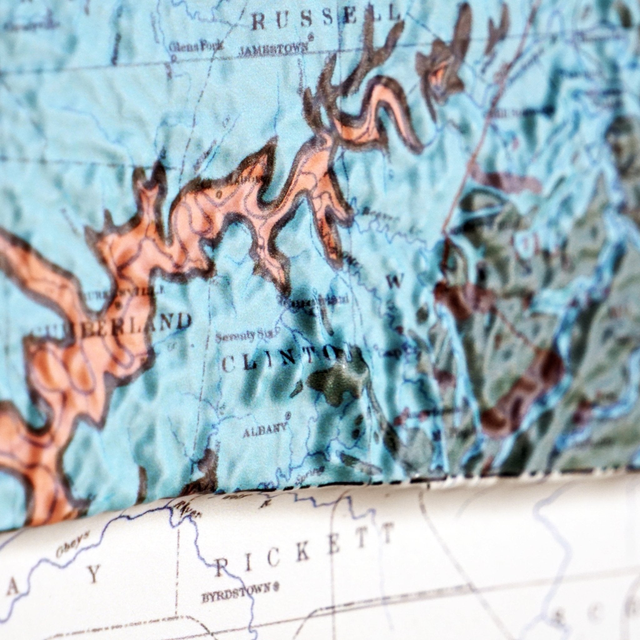 Kentucky 1920 3D Raised Relief Map - Muir Way - 3D