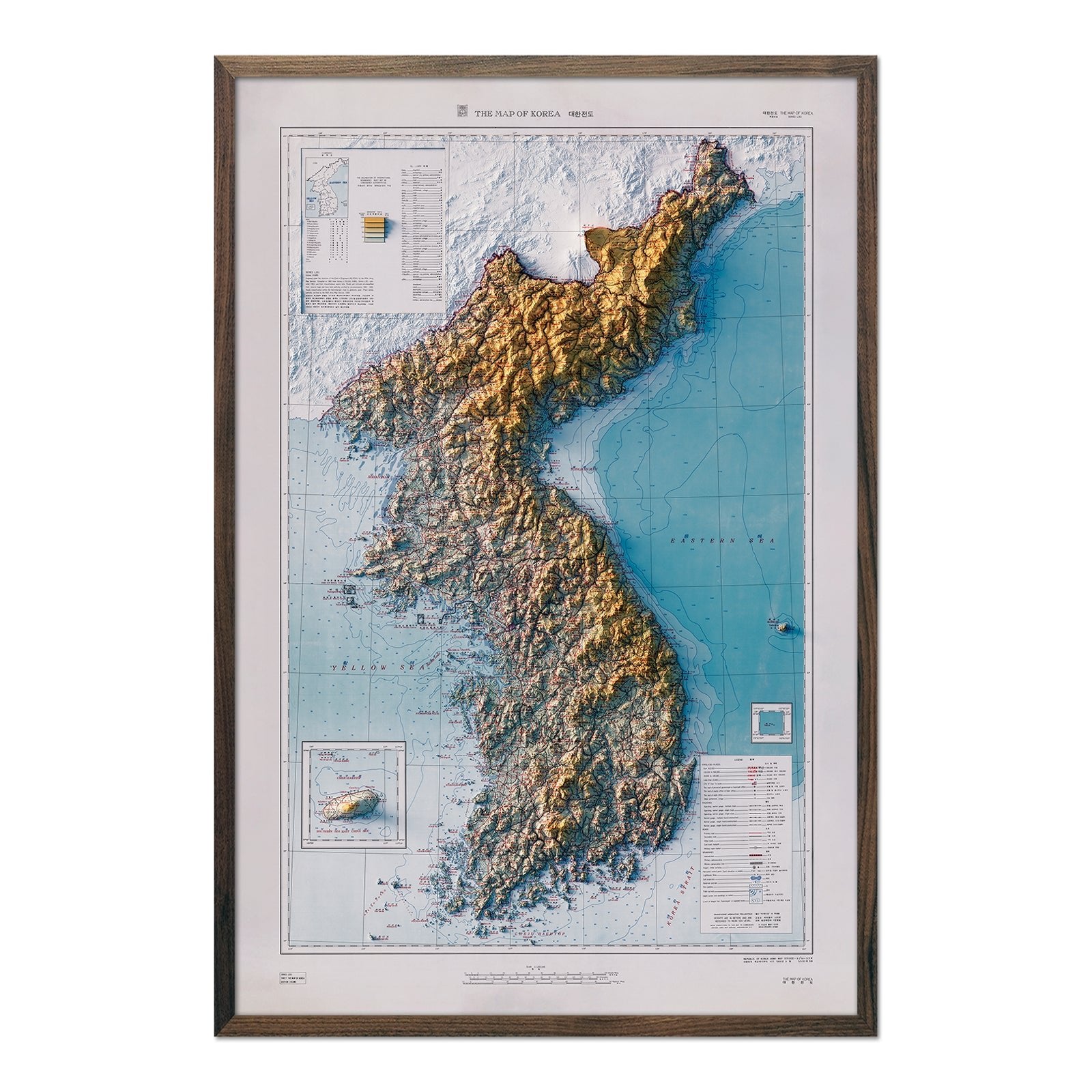 Korea 1966 Shaded Relief Map - Muir Way - Vintage Relief