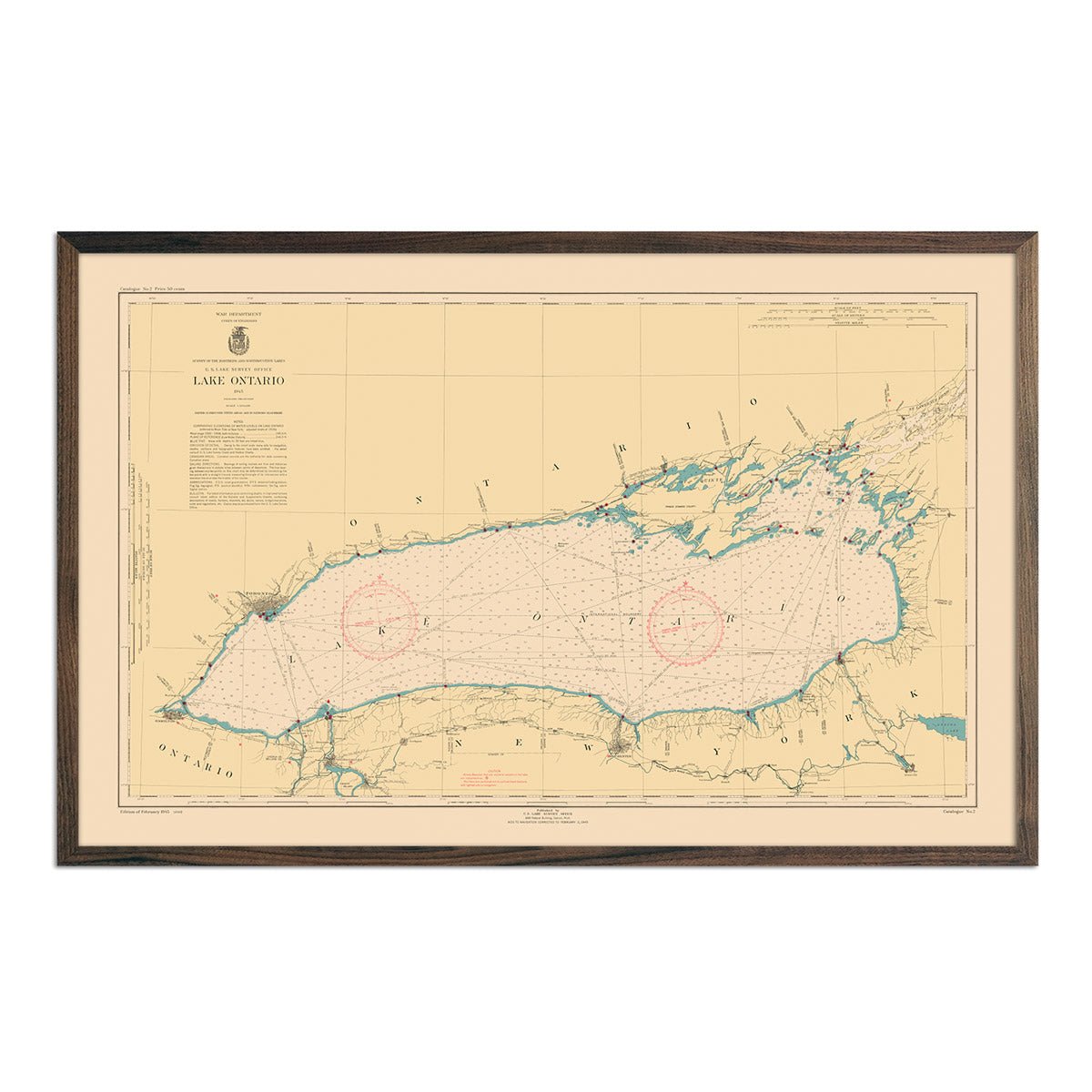 Lake Ontario Nautical Chart 1945 - Muir Way - Vintage Map