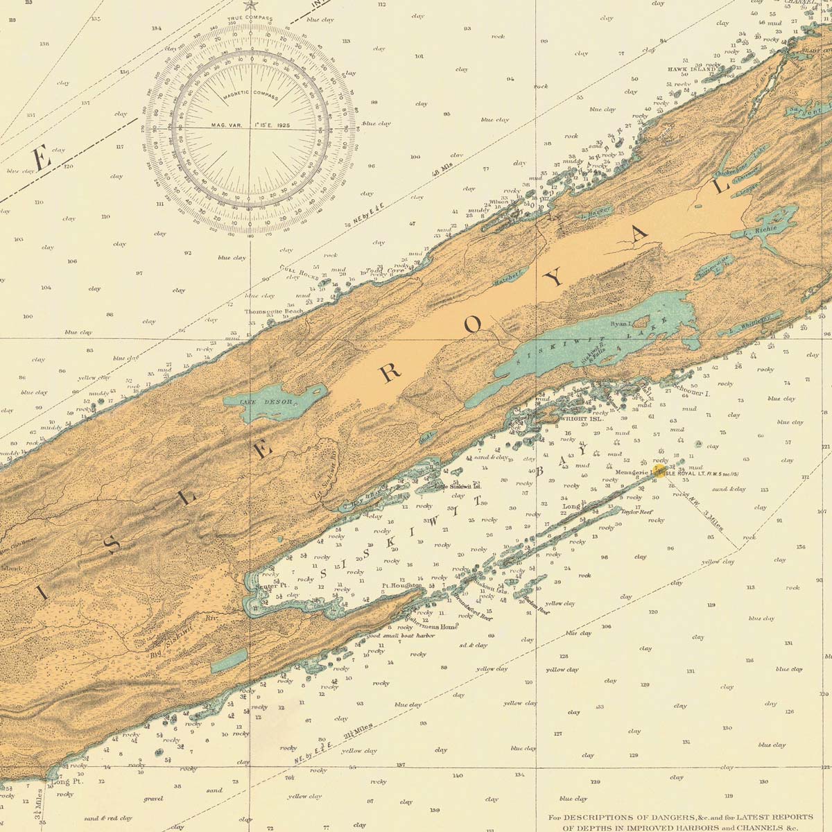 Lake Superior from Grand Portage Bay to Lamb Island Nautical Chart 1926 - Muir Way - Vintage Map