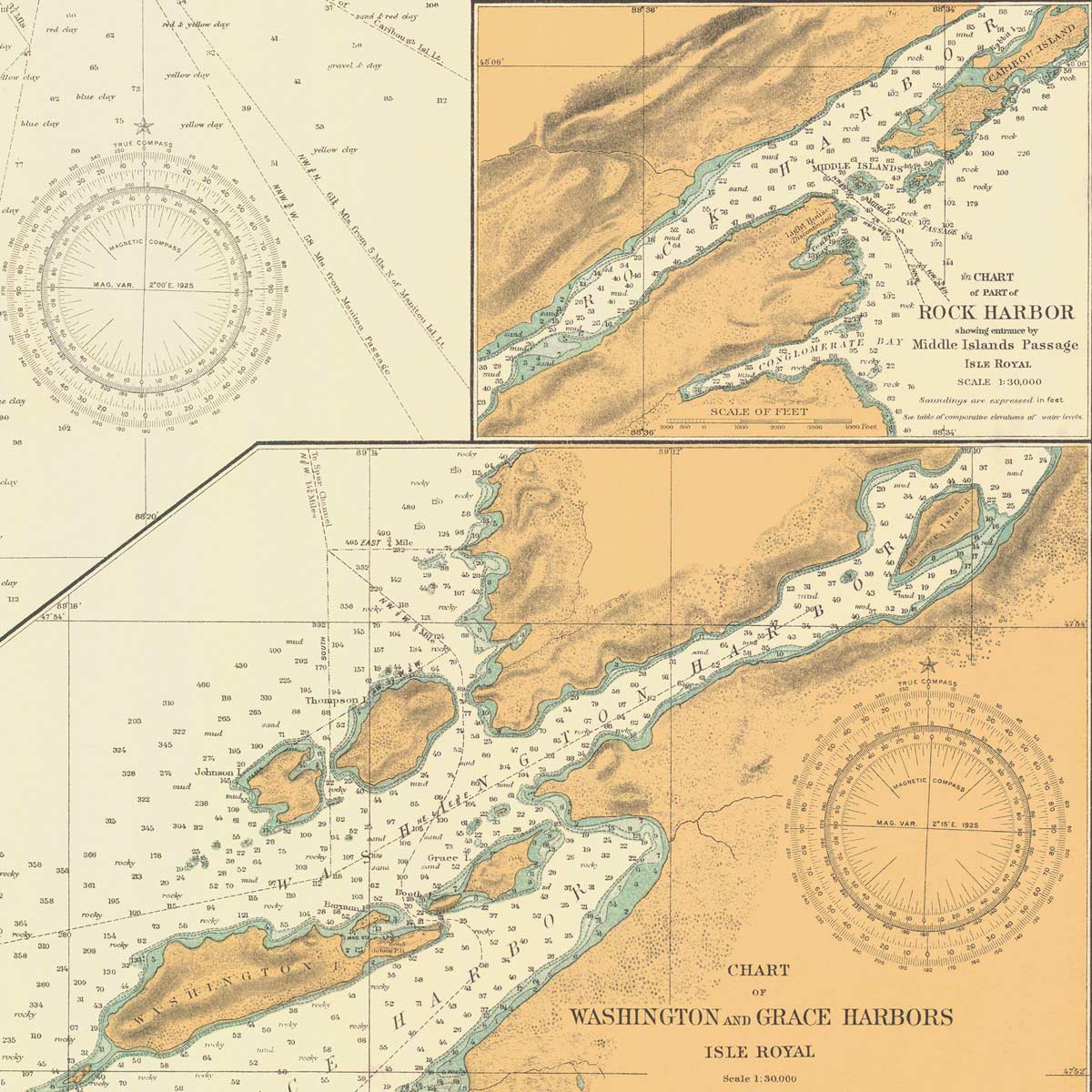 Lake Superior from Grand Portage Bay to Lamb Island Nautical Chart 1926 - Muir Way - Vintage Map