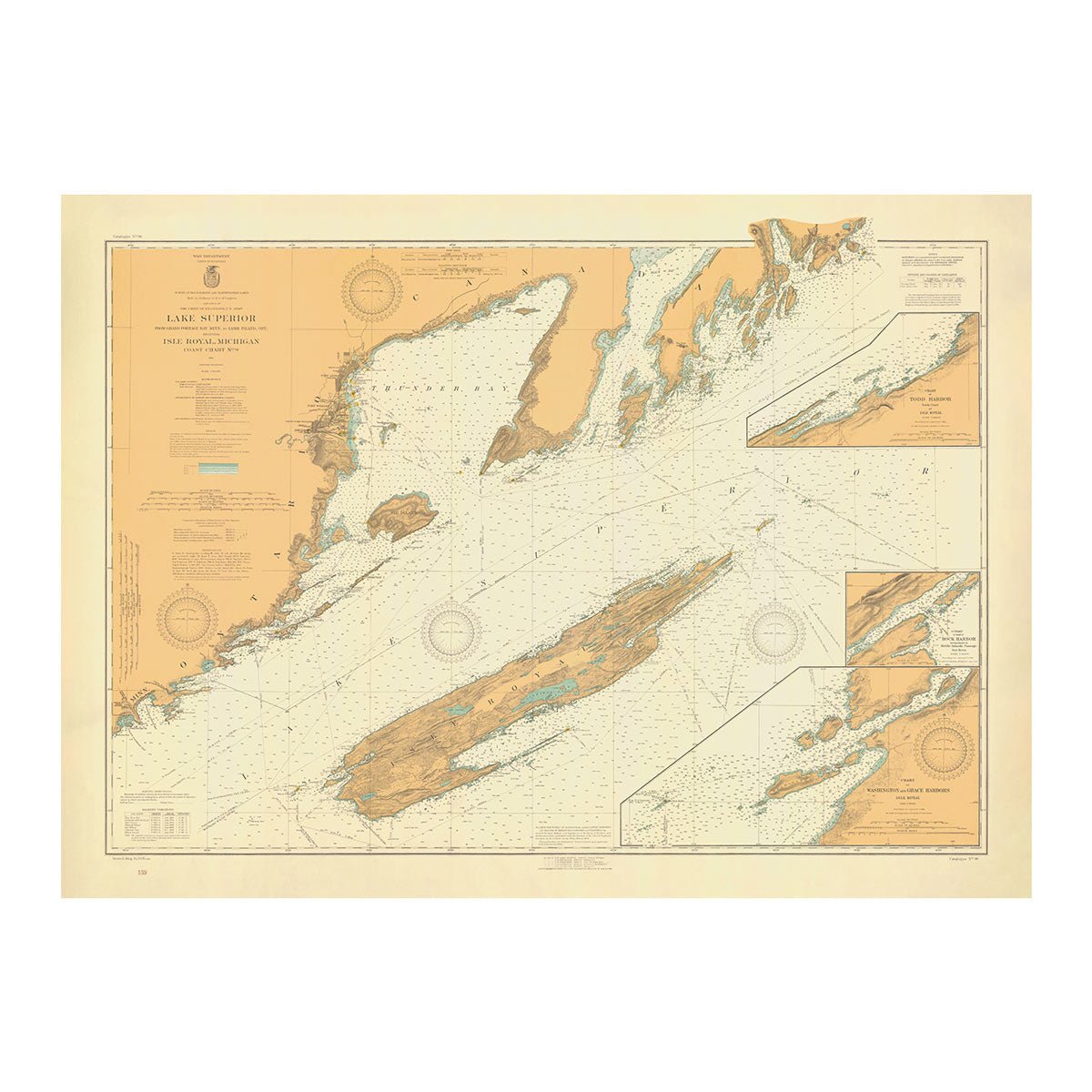 Lake Superior from Grand Portage Bay to Lamb Island Nautical Chart 1926 - Muir Way - Vintage Map