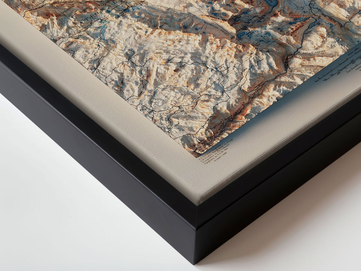 Lake Tahoe 1895 Shaded Relief Map – XL Canvas - Muir Way - XL Canvas