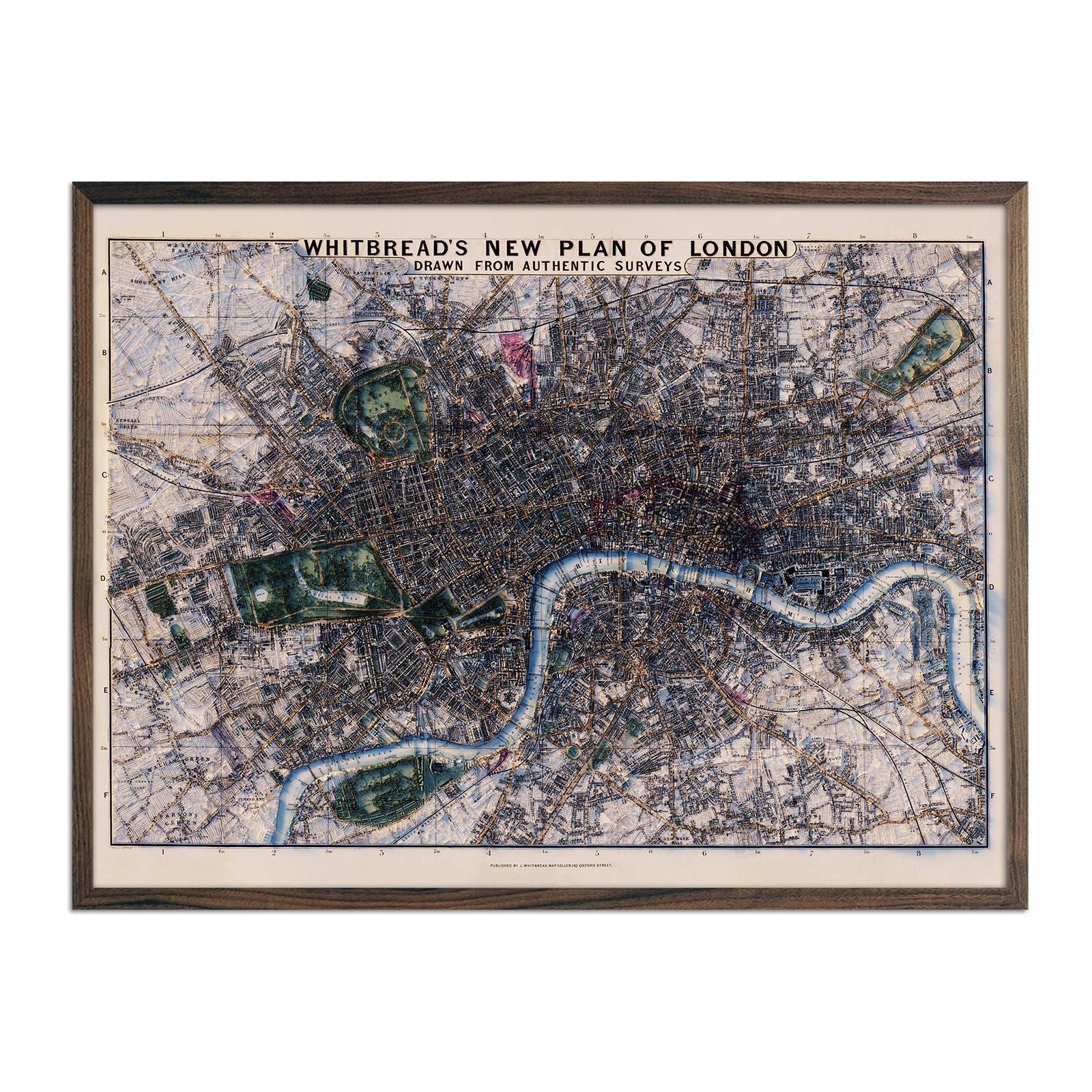 London - Whitbread's New Plan 1853 Shaded Relief Map - Muir Way - Vintage Relief