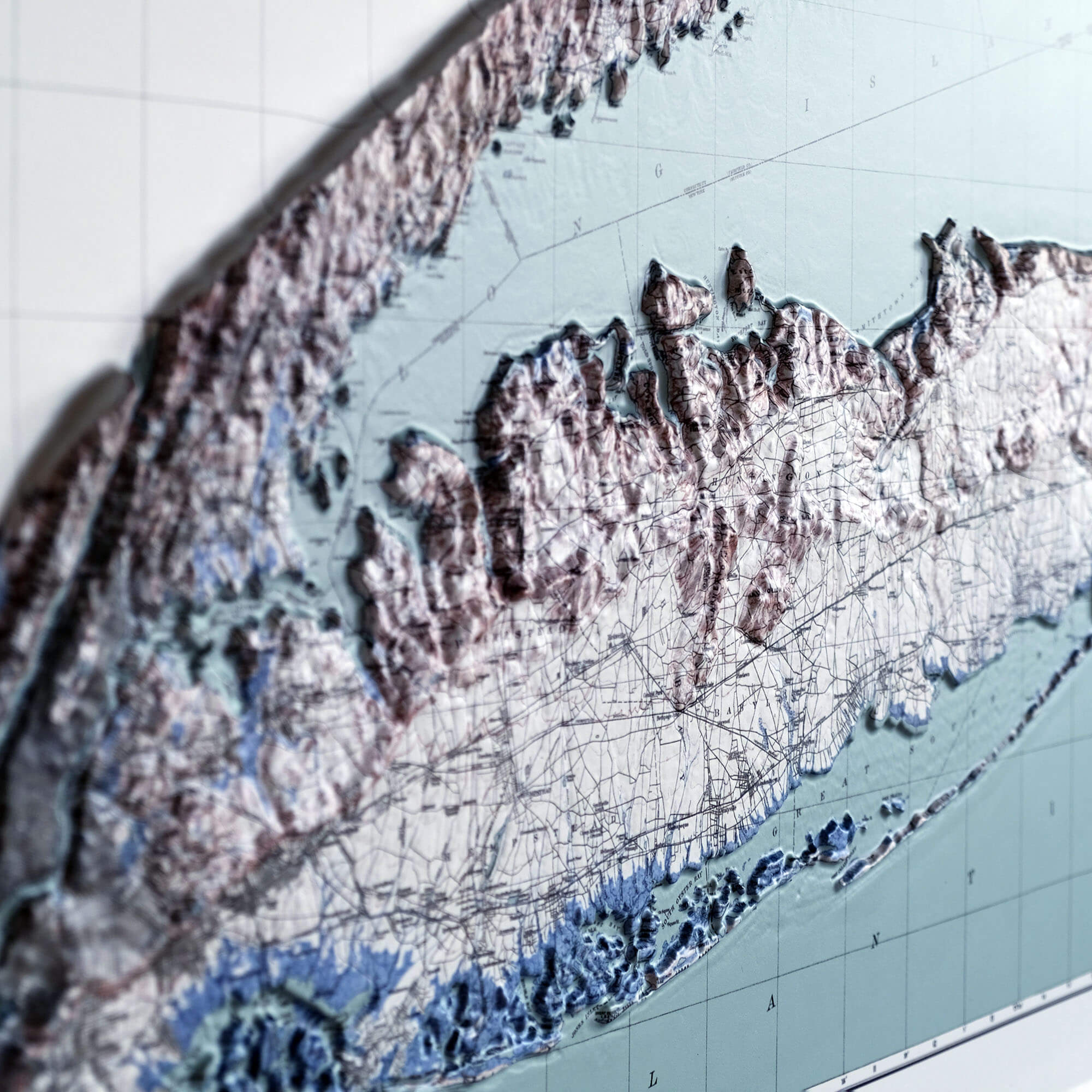 Long Island, NY 1913 3D Raised Relief Map - Muir Way - 3D