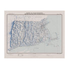 Massachusetts, Rhode Island, and Connecticut 1975 Shaded Relief Map - Muir Way - Vintage Relief