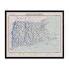 Massachusetts, Rhode Island, and Connecticut 1975 Shaded Relief Map - Muir Way - Vintage Relief