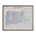 Massachusetts, Rhode Island, and Connecticut 1975 Shaded Relief Map - Muir Way - Vintage Relief