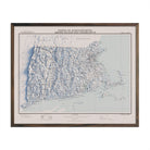 Vintage Massachusetts, Rhode Island, & Connecticut Relief Map - 1975