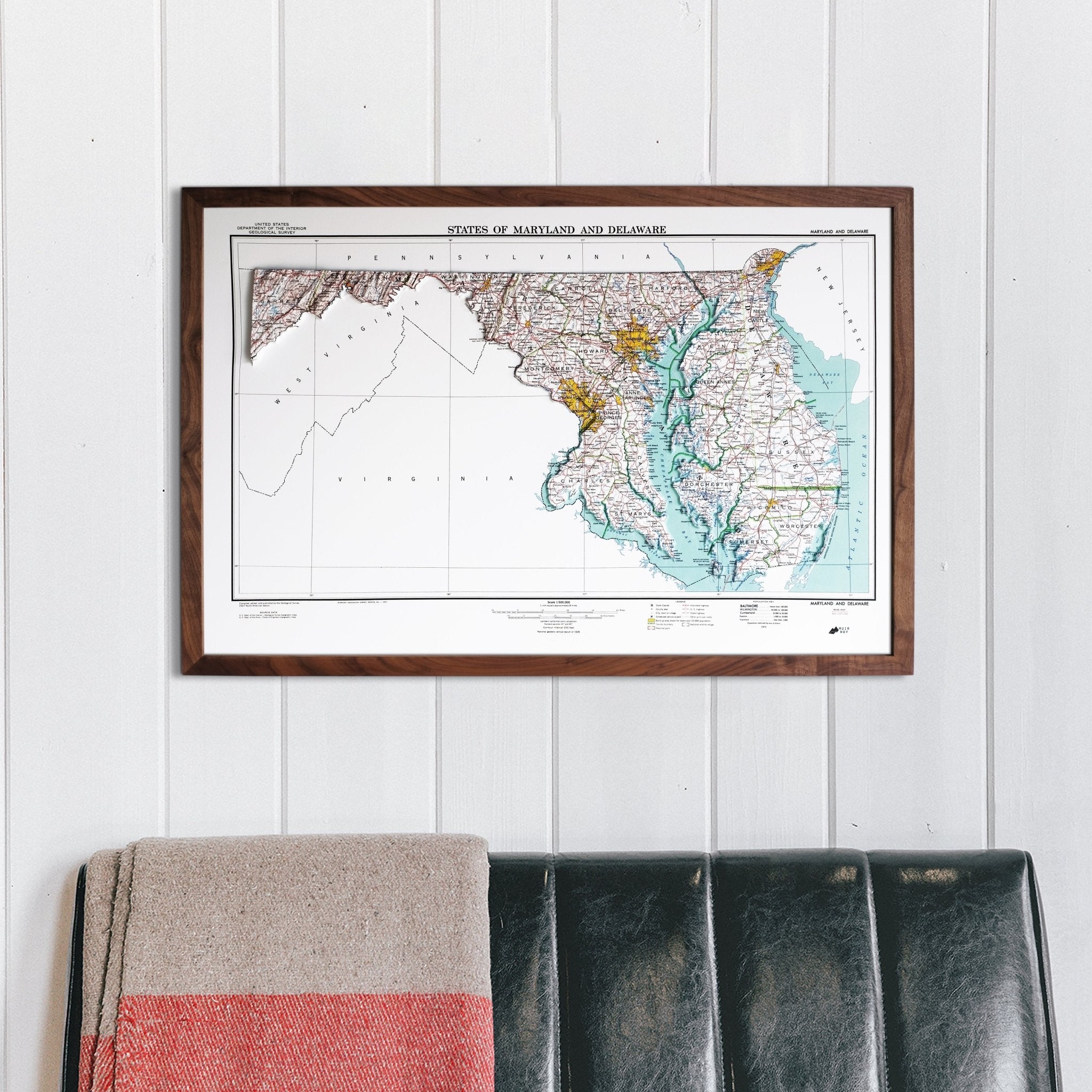 Maryland 1973 3D Raised Relief Map - Muir Way - 3D