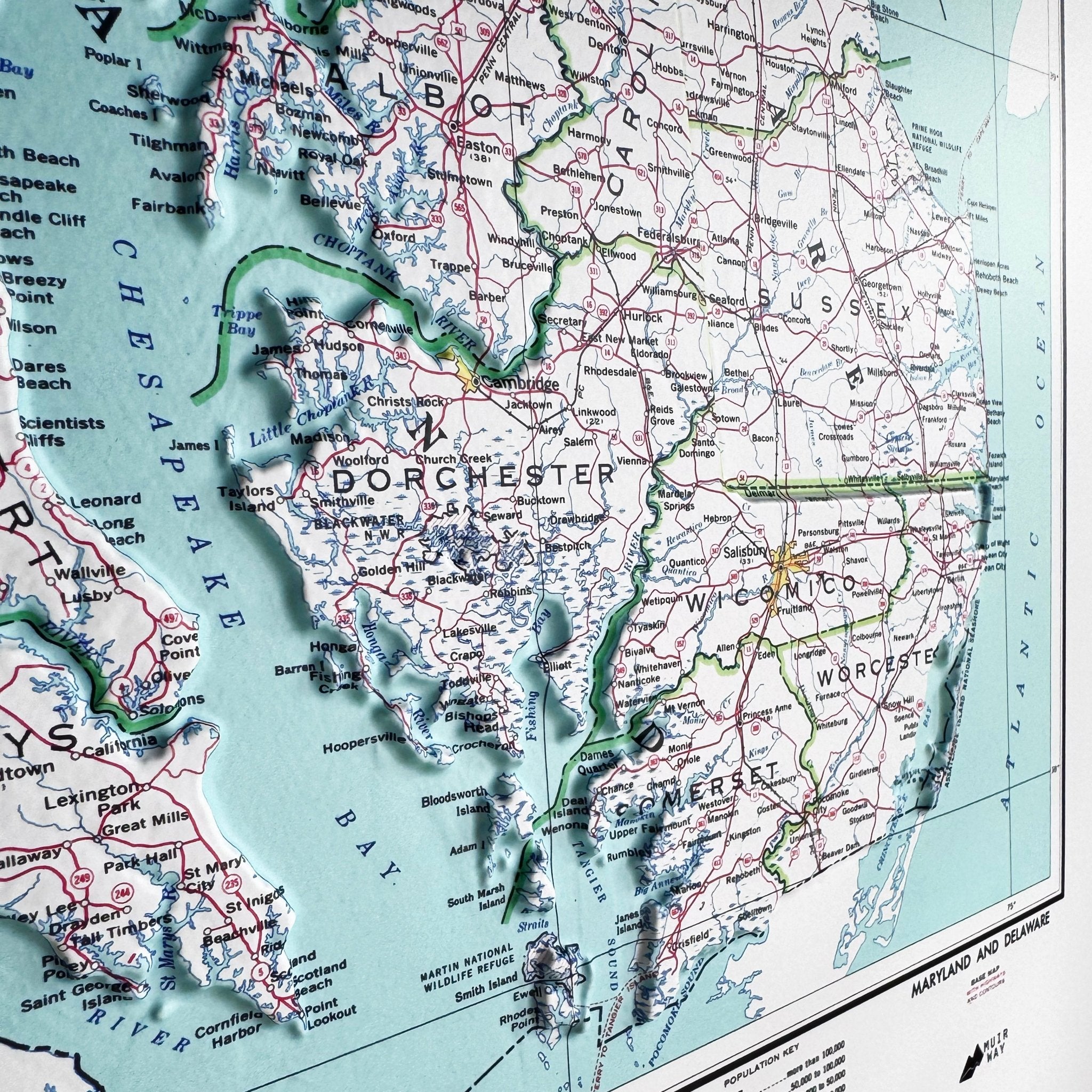 Maryland 1973 3D Raised Relief Map - Muir Way - 3D