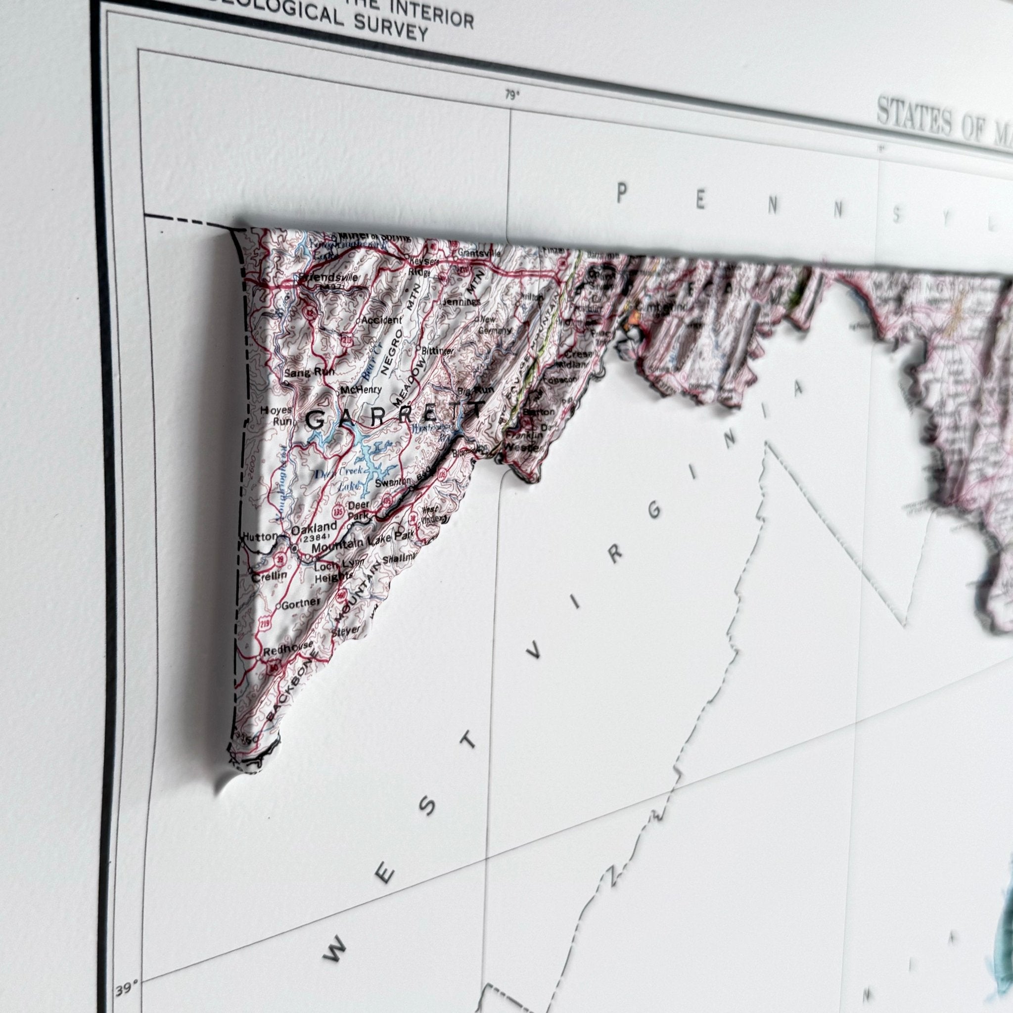 Maryland 1973 3D Raised Relief Map - Muir Way - 3D