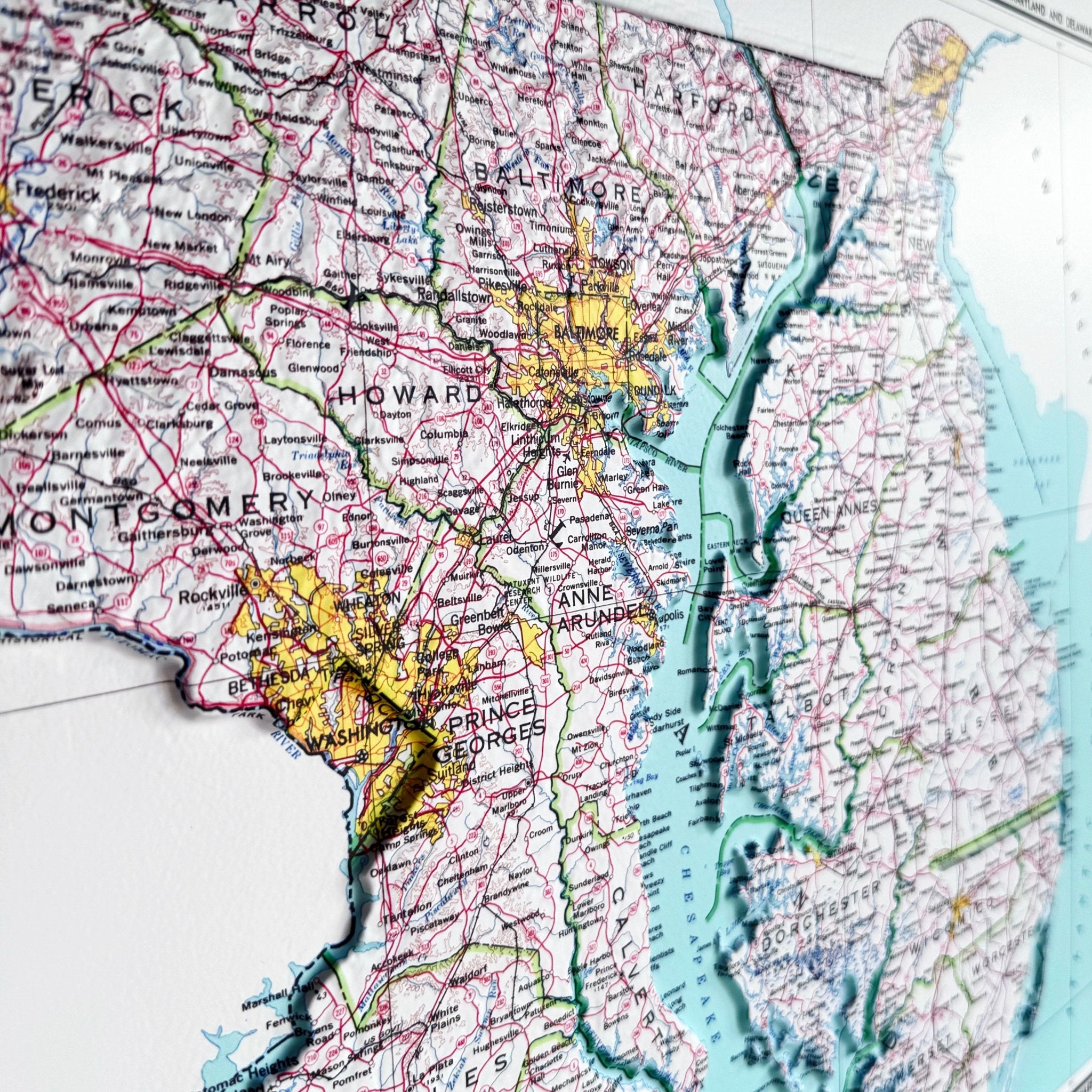 Maryland 1973 3D Raised Relief Map - Muir Way - 3D