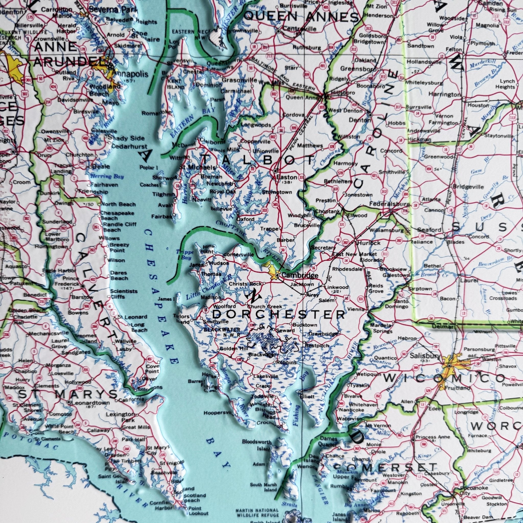 Maryland 1973 3D Raised Relief Map - Muir Way - 3D