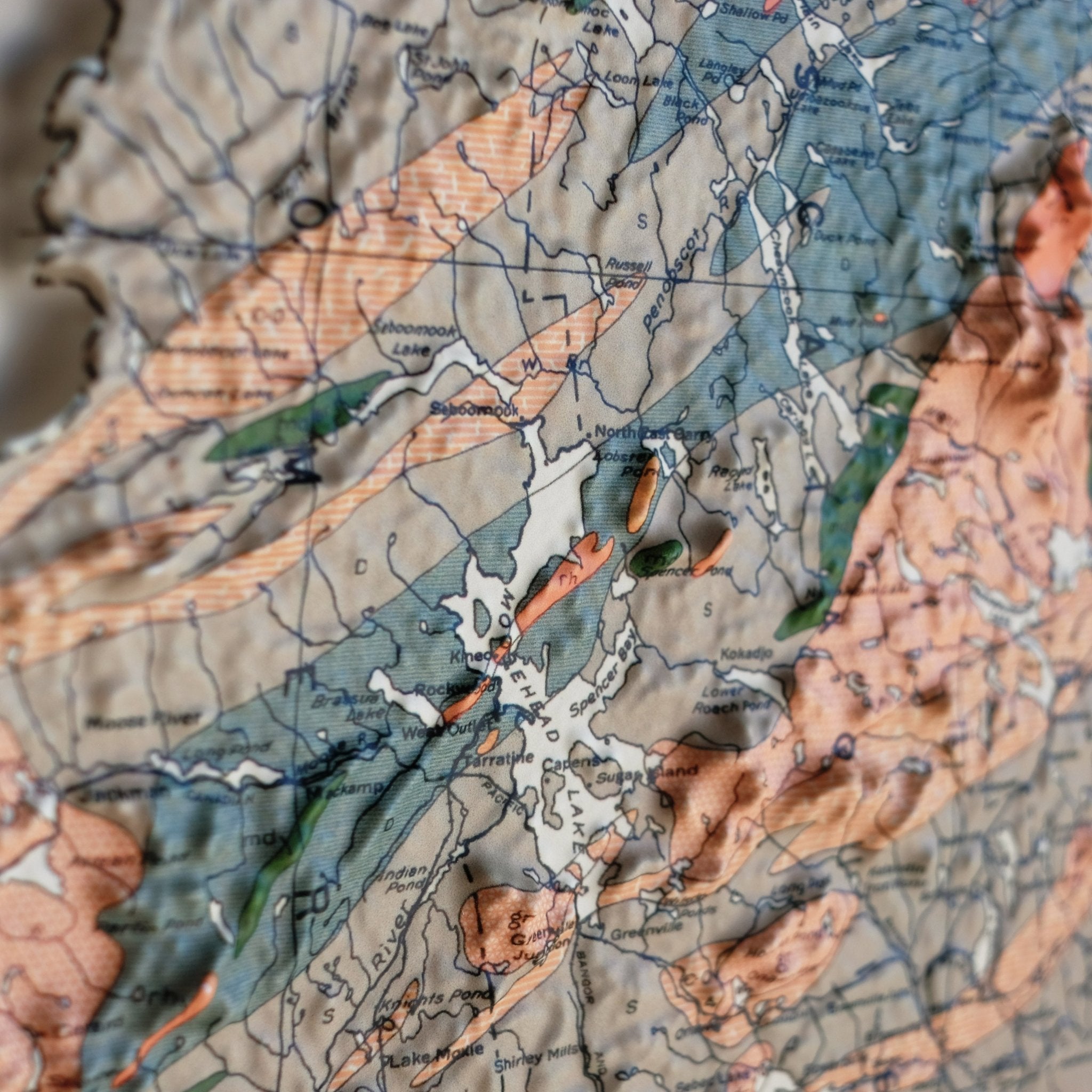 Maine 1933 3D Raised Relief Map - Muir Way - 3D