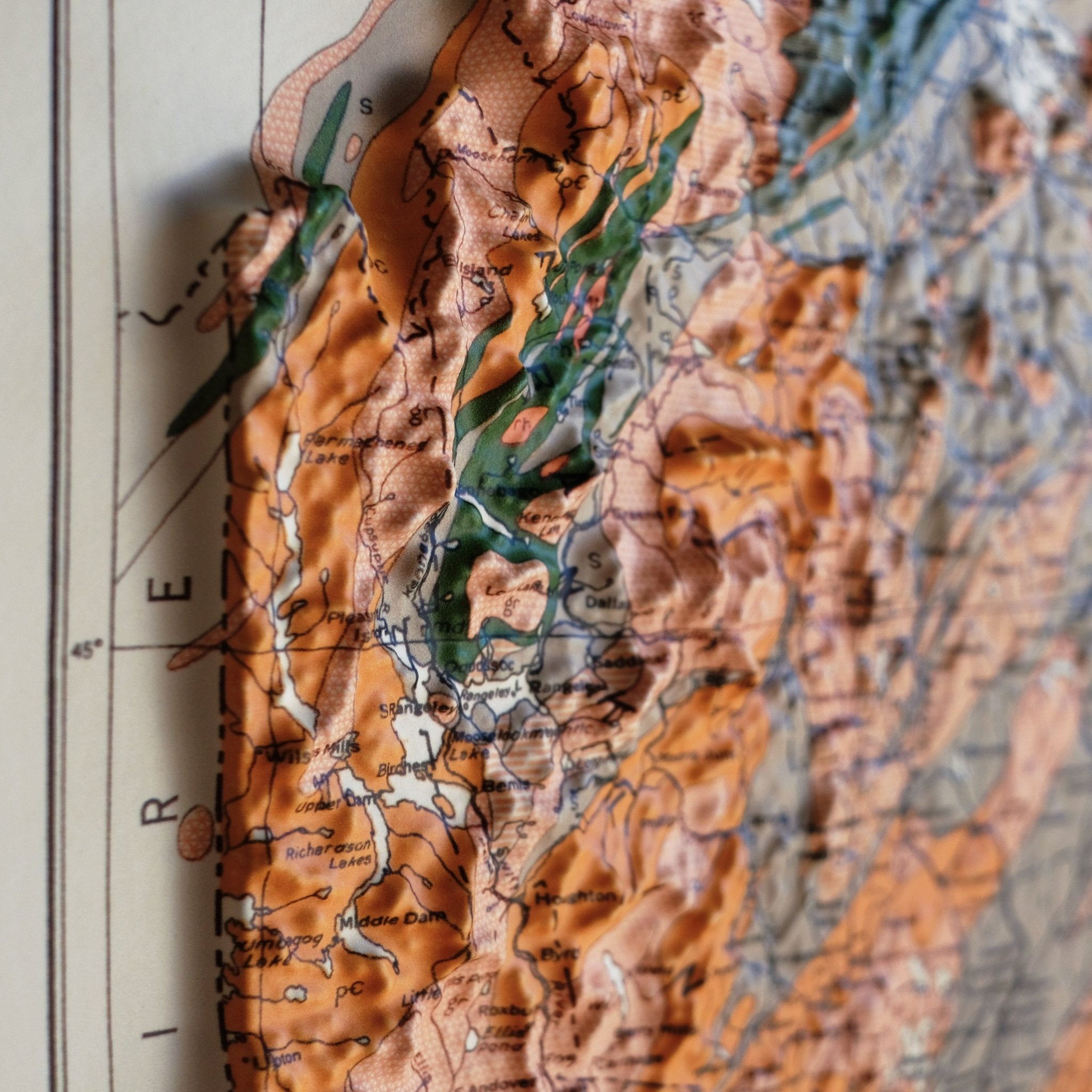 Maine 1933 3D Raised Relief Map - Muir Way - 3D