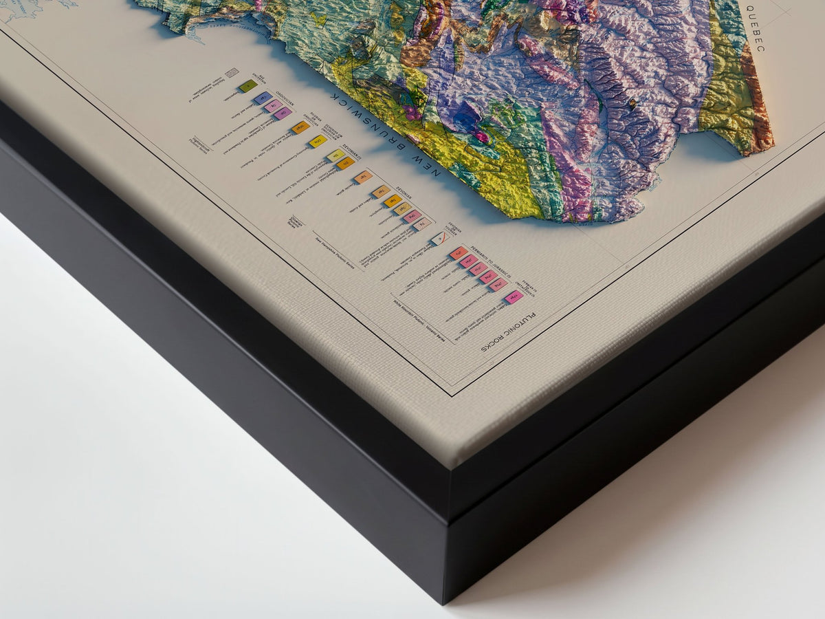 Maine 1967 Shaded Relief Map – XL Canvas - Muir Way - XL Canvas