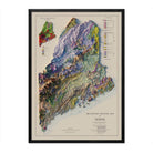Maine 1967 Shaded Relief Map - Muir Way - Vintage Relief