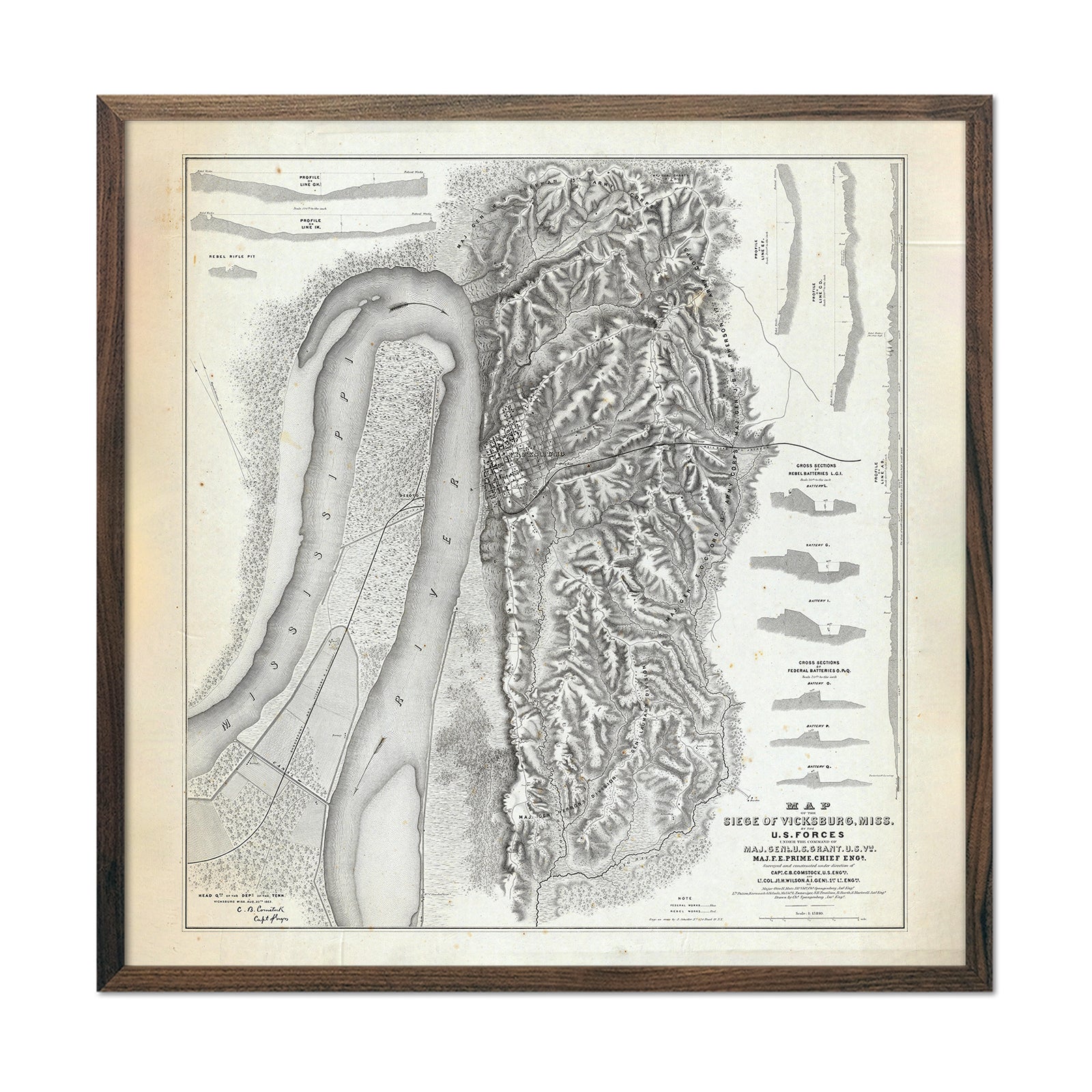 Map of the Siege of Vicksburg, MS - Muir Way - Vintage Map
