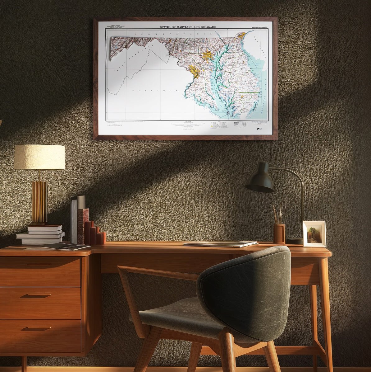 Maryland 1973 3D Raised Relief Map - Muir Way - 3D