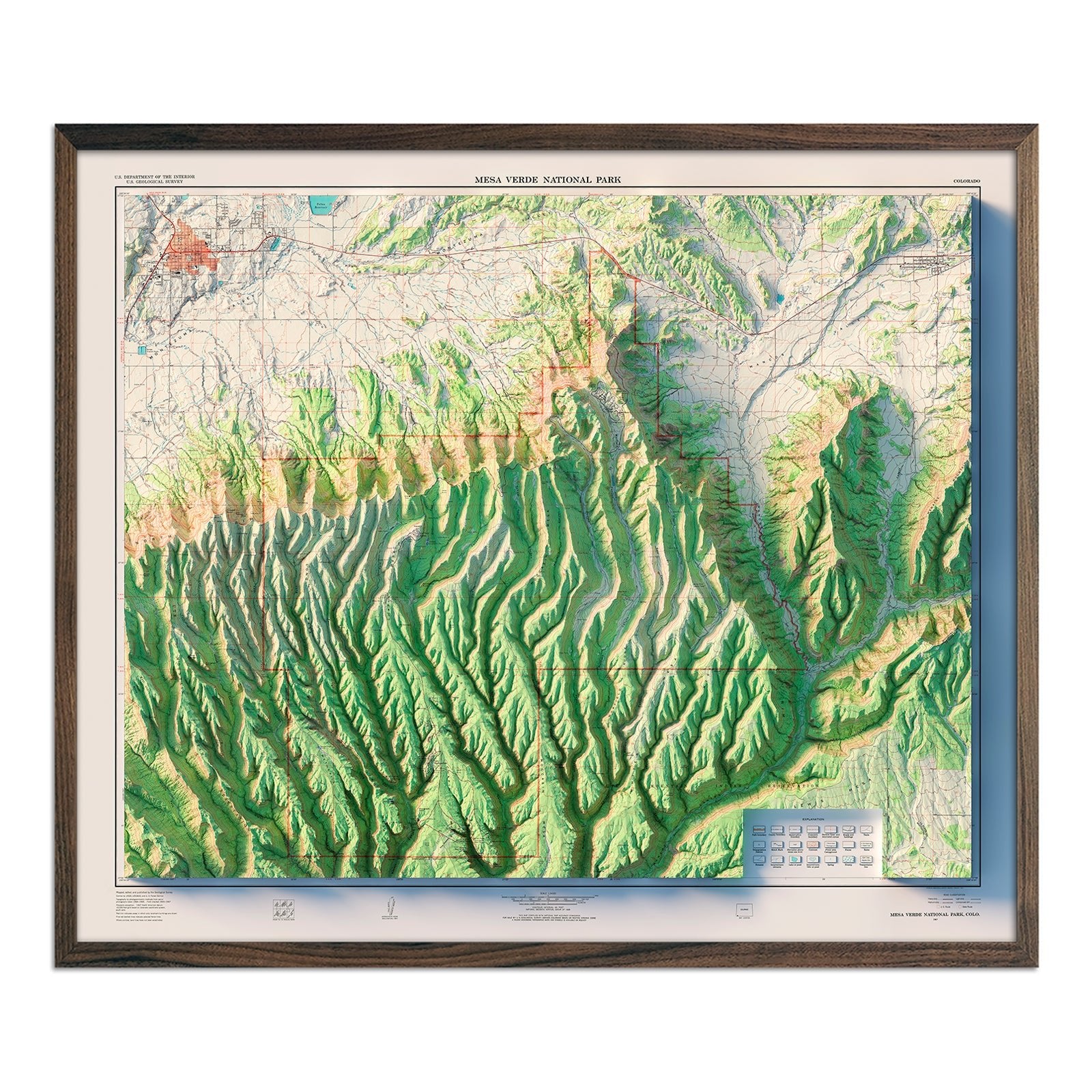 Mesa Verde National Park 1967 Shaded Relief Map - Muir Way - Vintage Relief