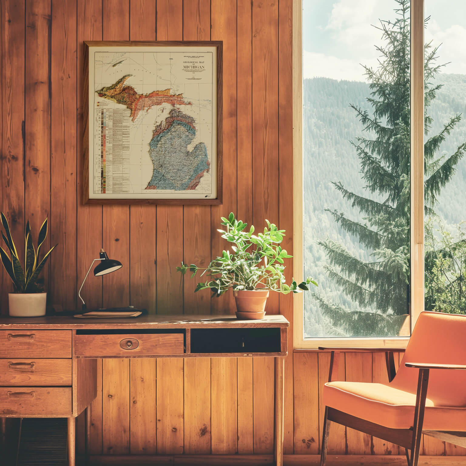 Michigan 1916 3D Raised Relief Map - Muir Way - 3D