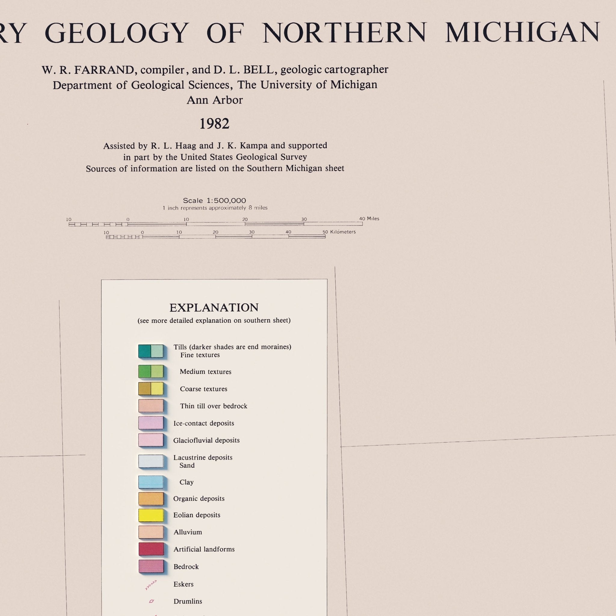 Michigan, Upper Peninsula 1982 Shaded Relief Map - Muir Way - Vintage Relief