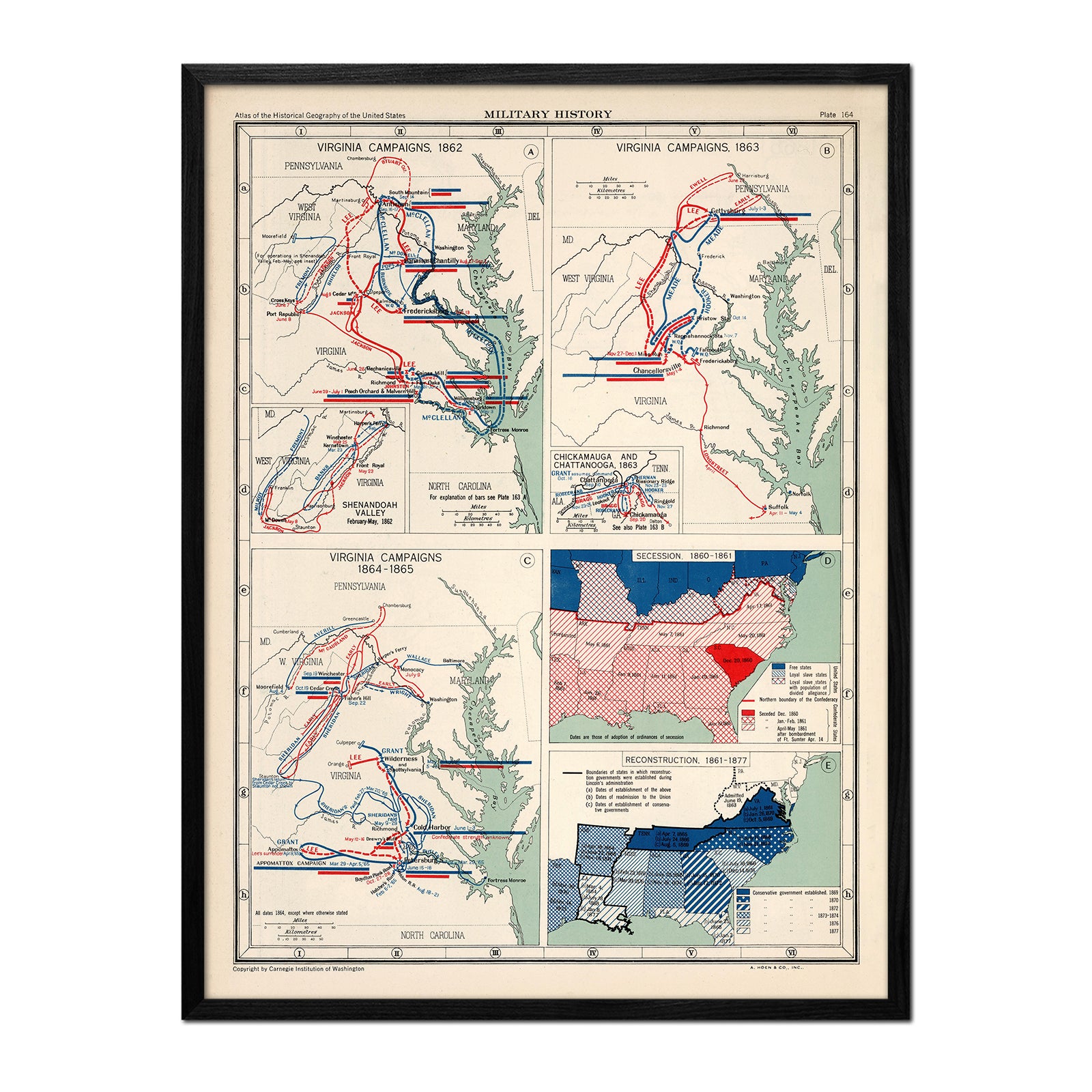 Military History of the Virginia Campaigns - Muir Way - Vintage Map