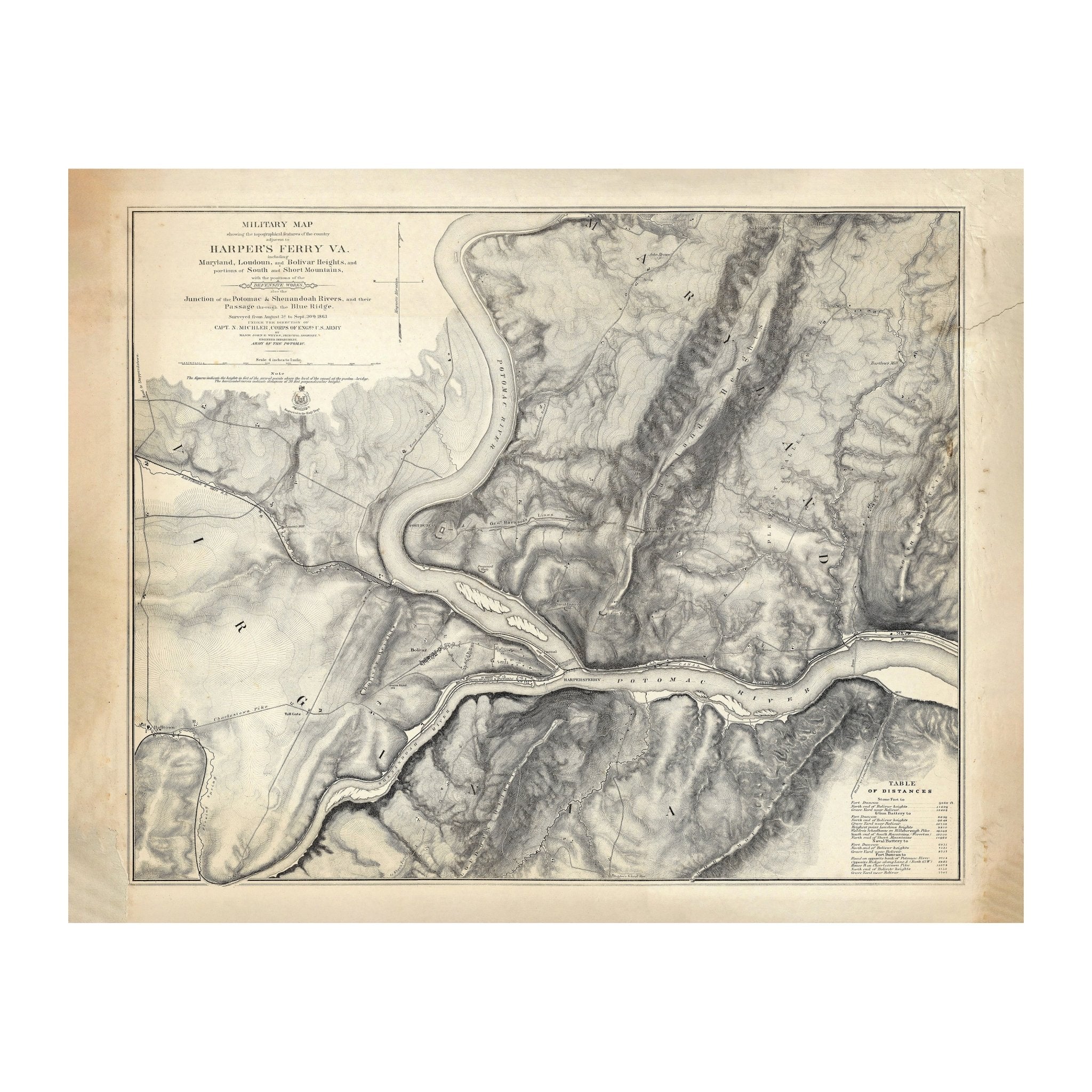 Military Map of Harper's Ferry, VA - Muir Way - Vintage Map