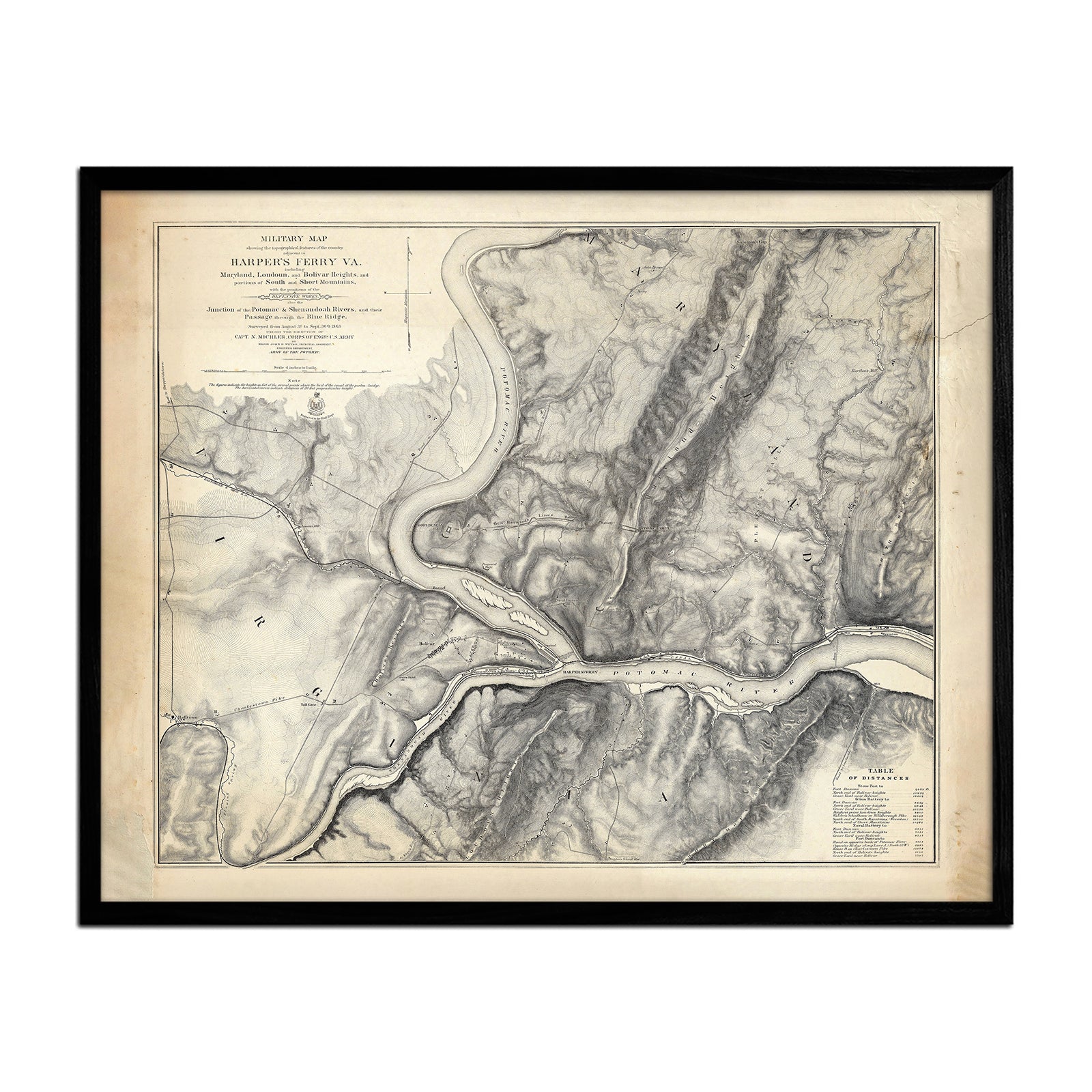Military Map of Harper's Ferry, VA - Muir Way - Vintage Map