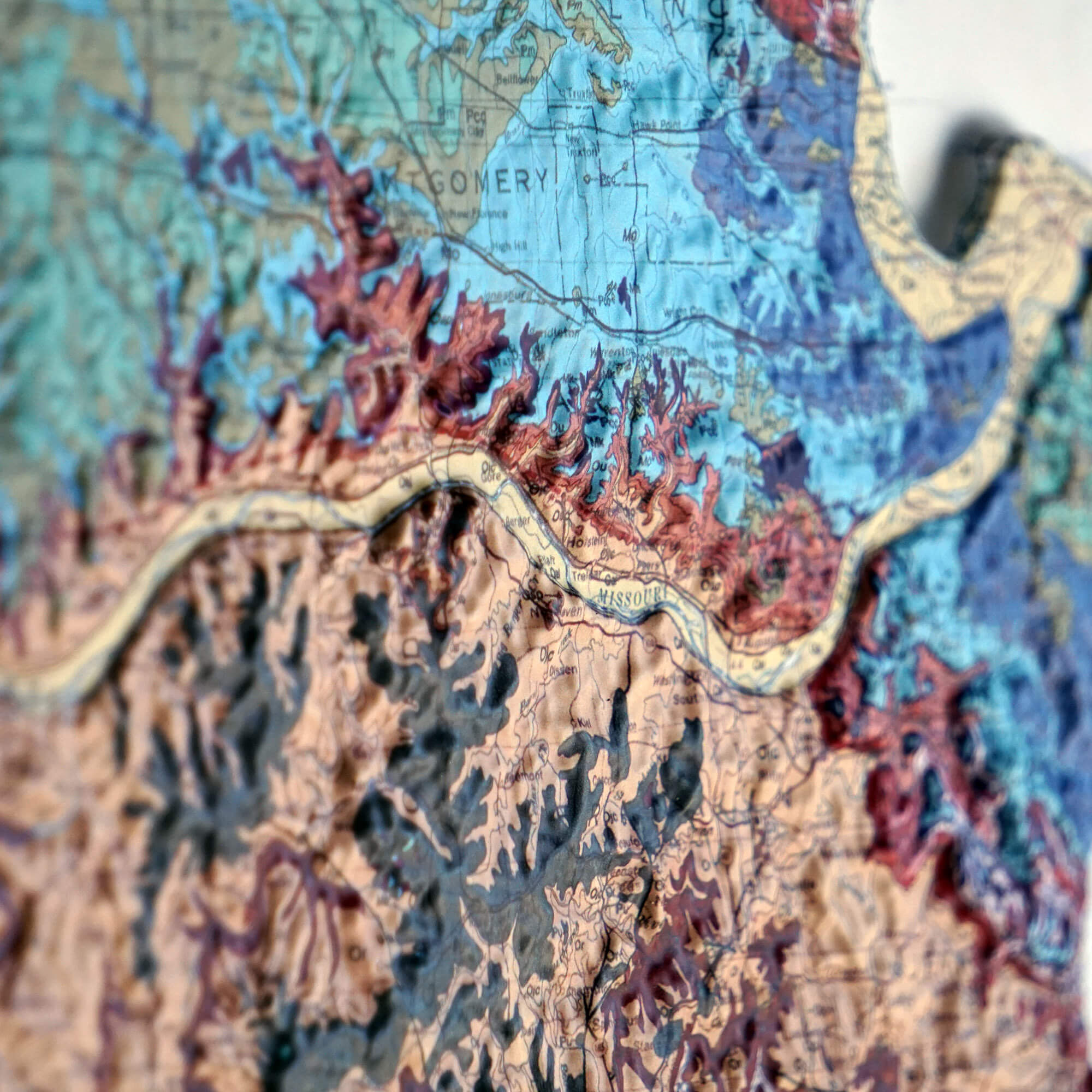 Missouri 1979 3D Raised Relief Map - Muir Way - 3D