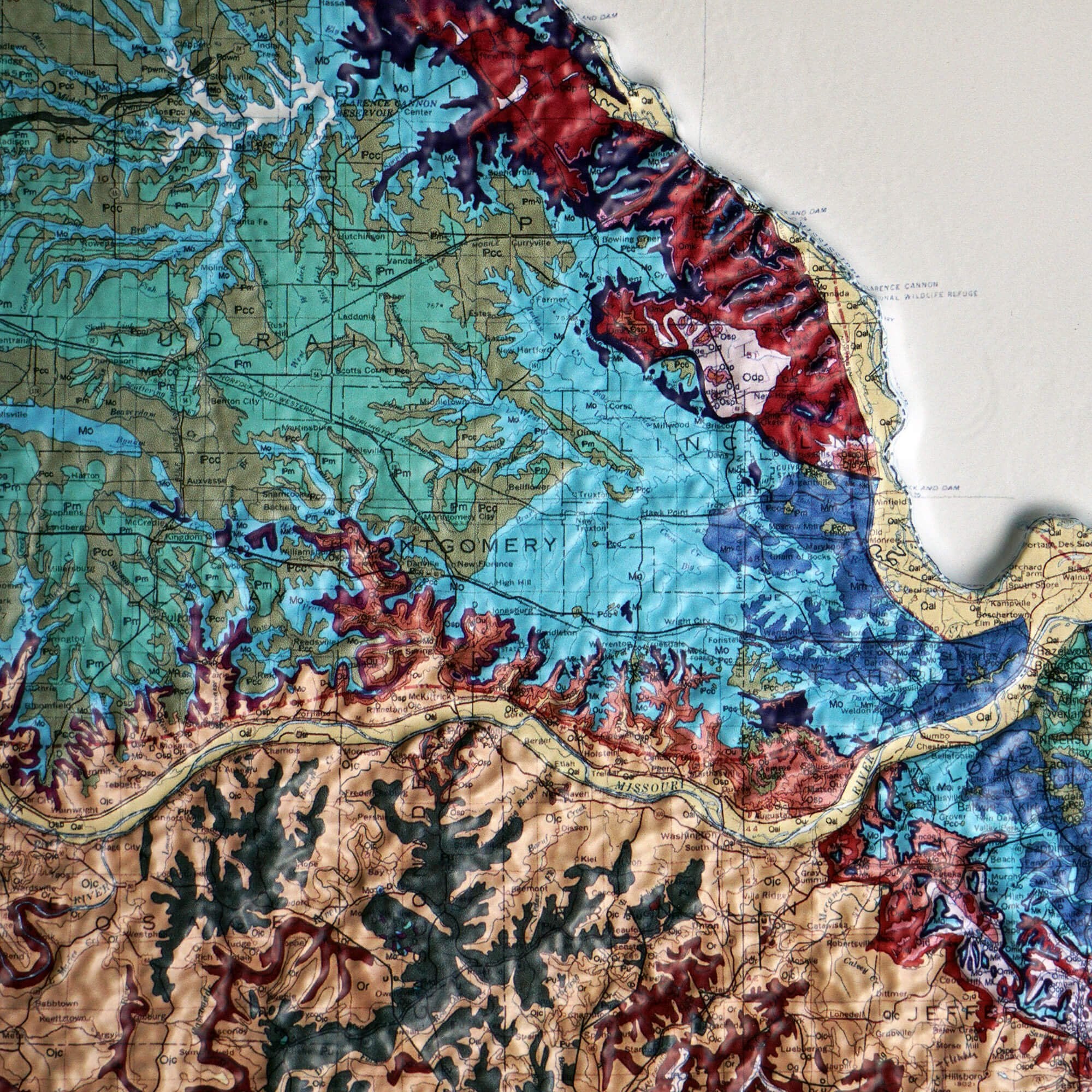 Missouri 1979 3D Raised Relief Map - Muir Way - 3D