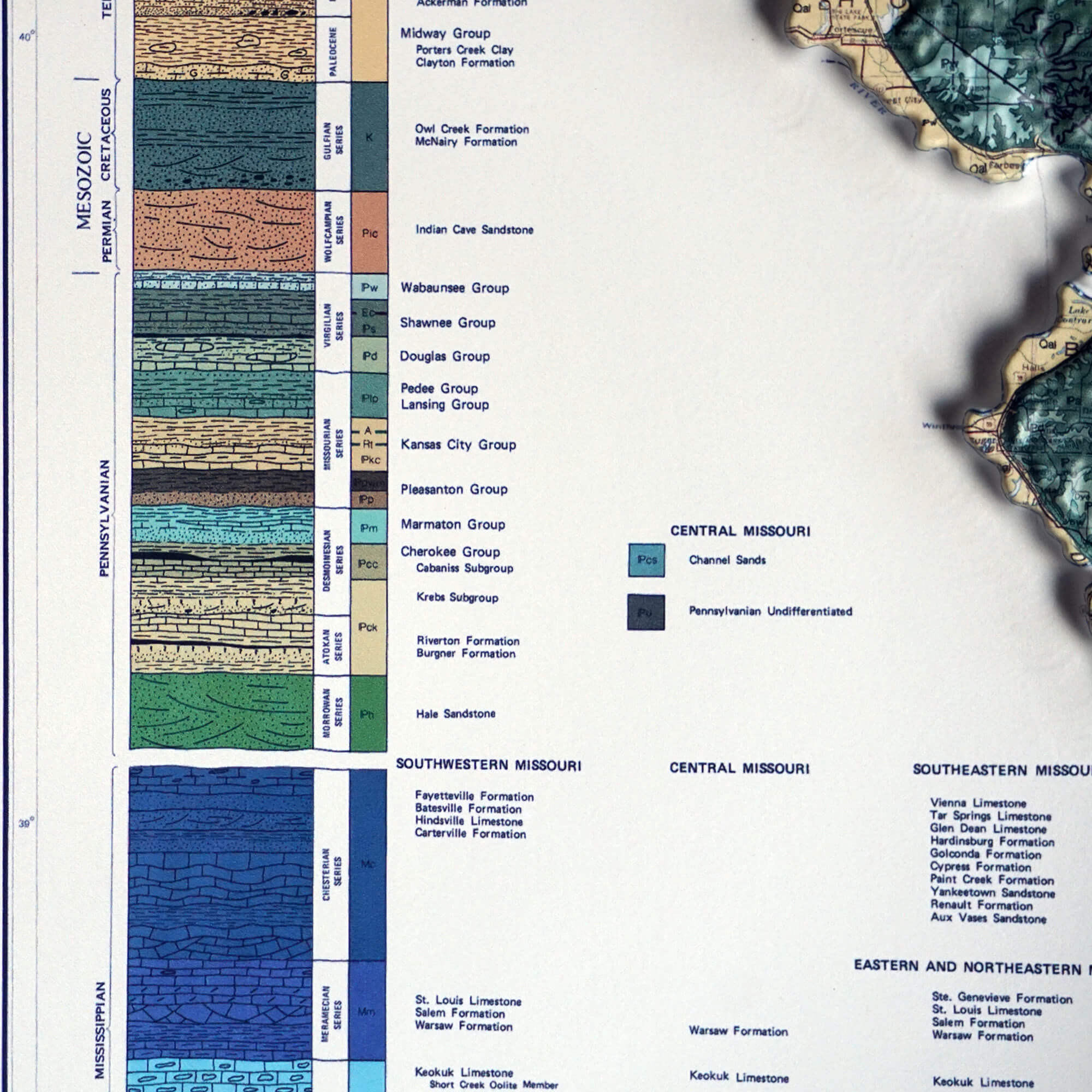 Missouri 1979 3D Raised Relief Map - Muir Way - 3D