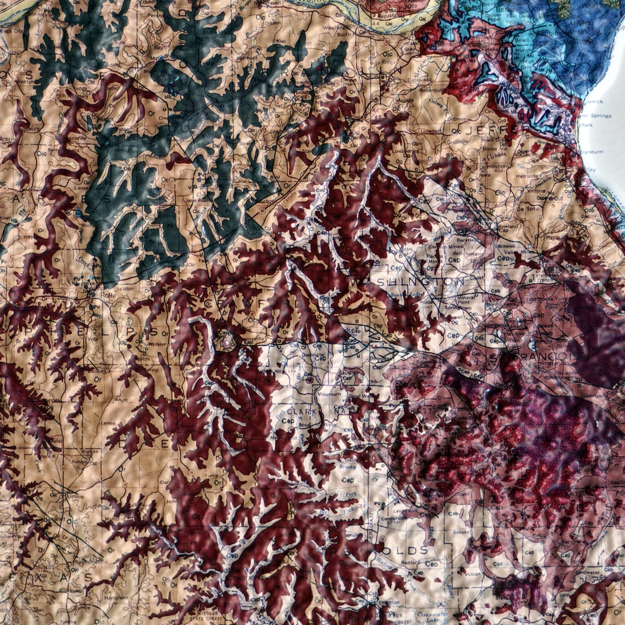 Missouri 1979 3D Raised Relief Map - Muir Way - 3D