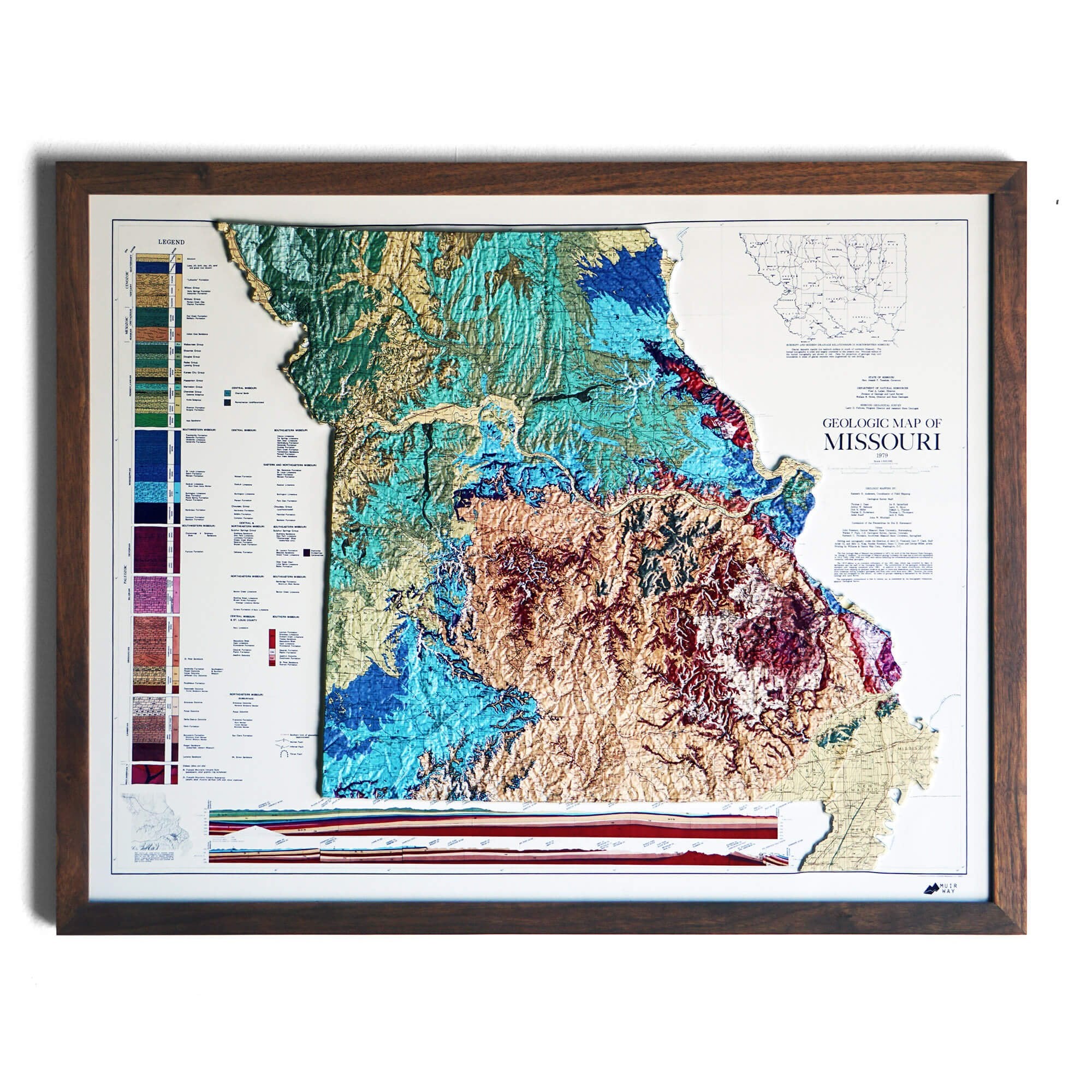Missouri 1979 3D Raised Relief Map - Muir Way - 3D