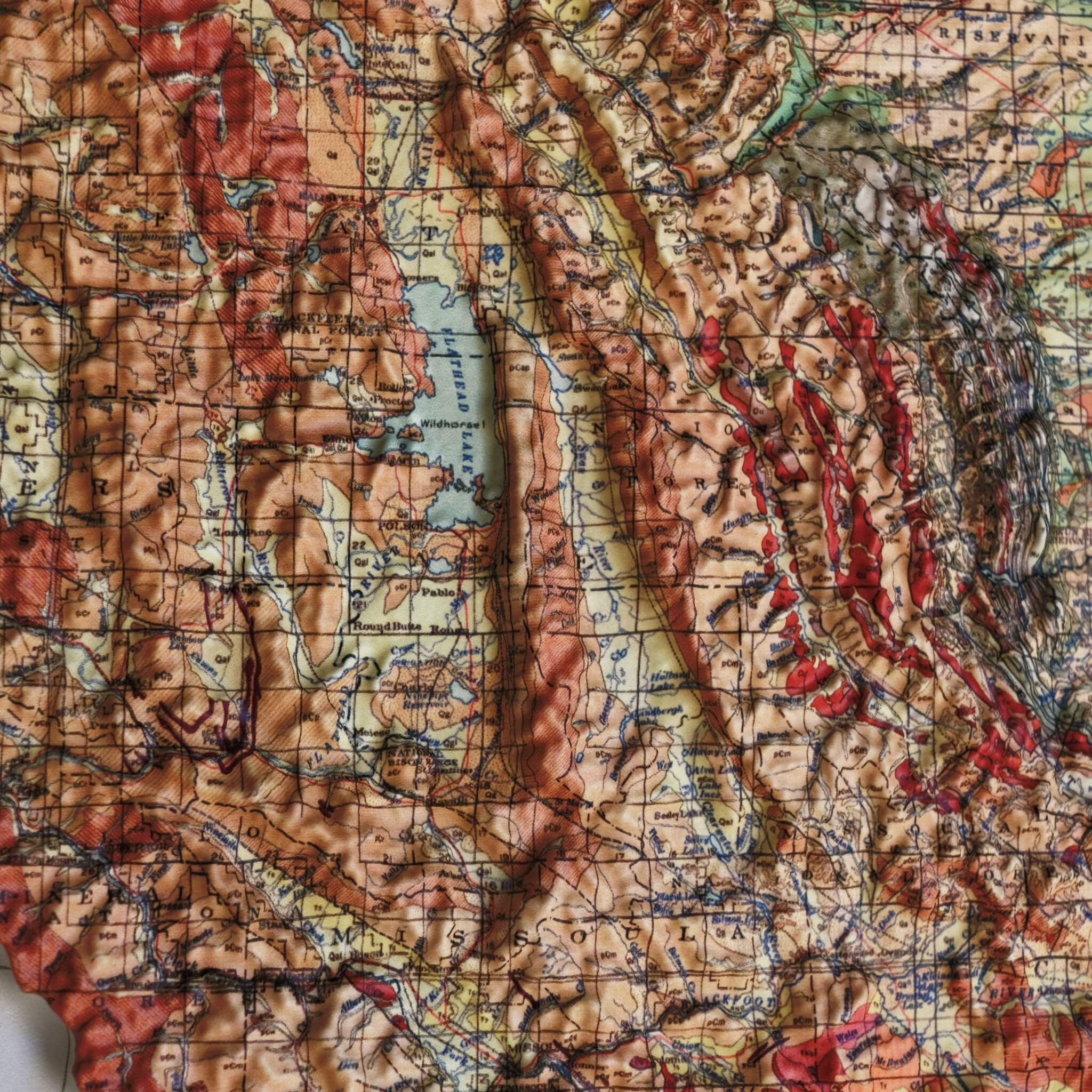 Montana 1955 3D Raised Relief Map - Muir Way - 3D